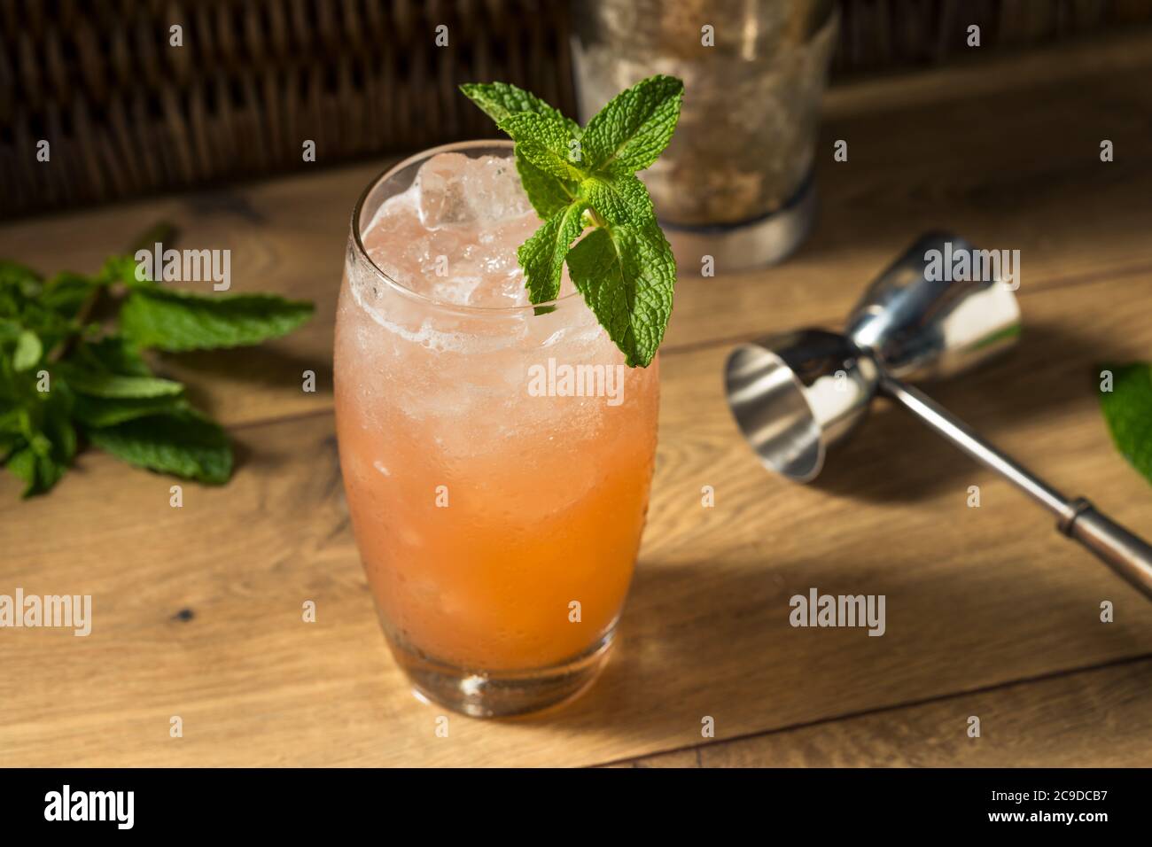Refreshing Sweet Planters Punch Tiki Cocktail with Mint Stock Photo Alamy