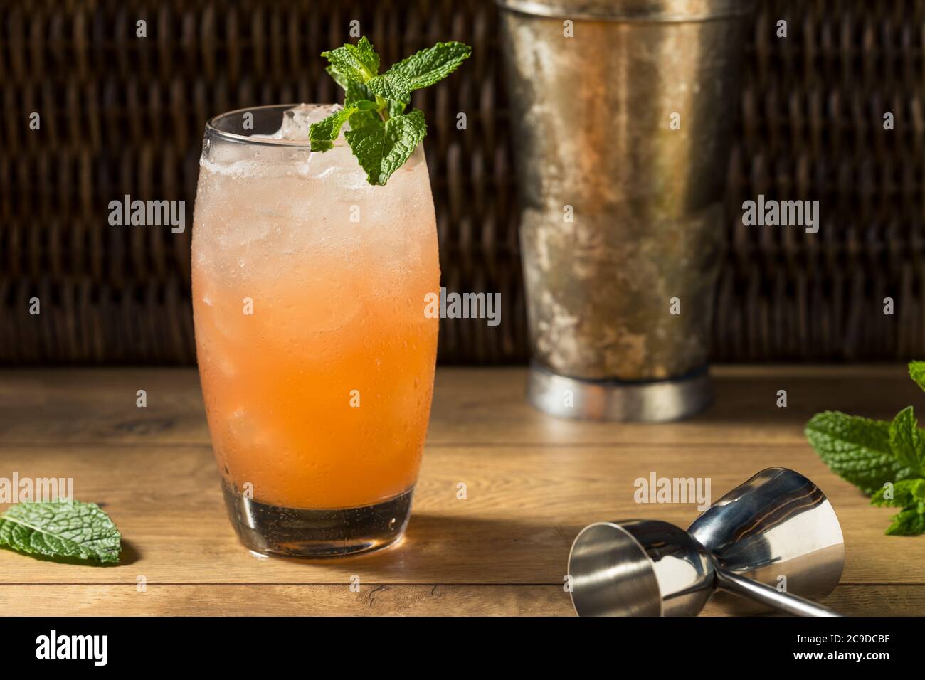 Refreshing Sweet Planters Punch Tiki Cocktail with Mint Stock Photo Alamy