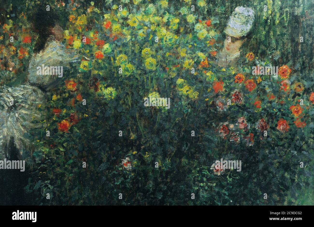 Claude Monet (1840-1926). French Impressionist painter. Two Women among Flowers, 1875. Detail. National Gallery. Prague. Czech Republic. Stock Photo