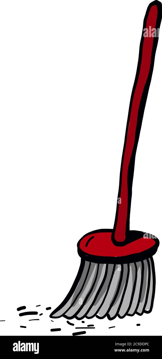 Red big mop, illustration, vector on white background Stock Vector