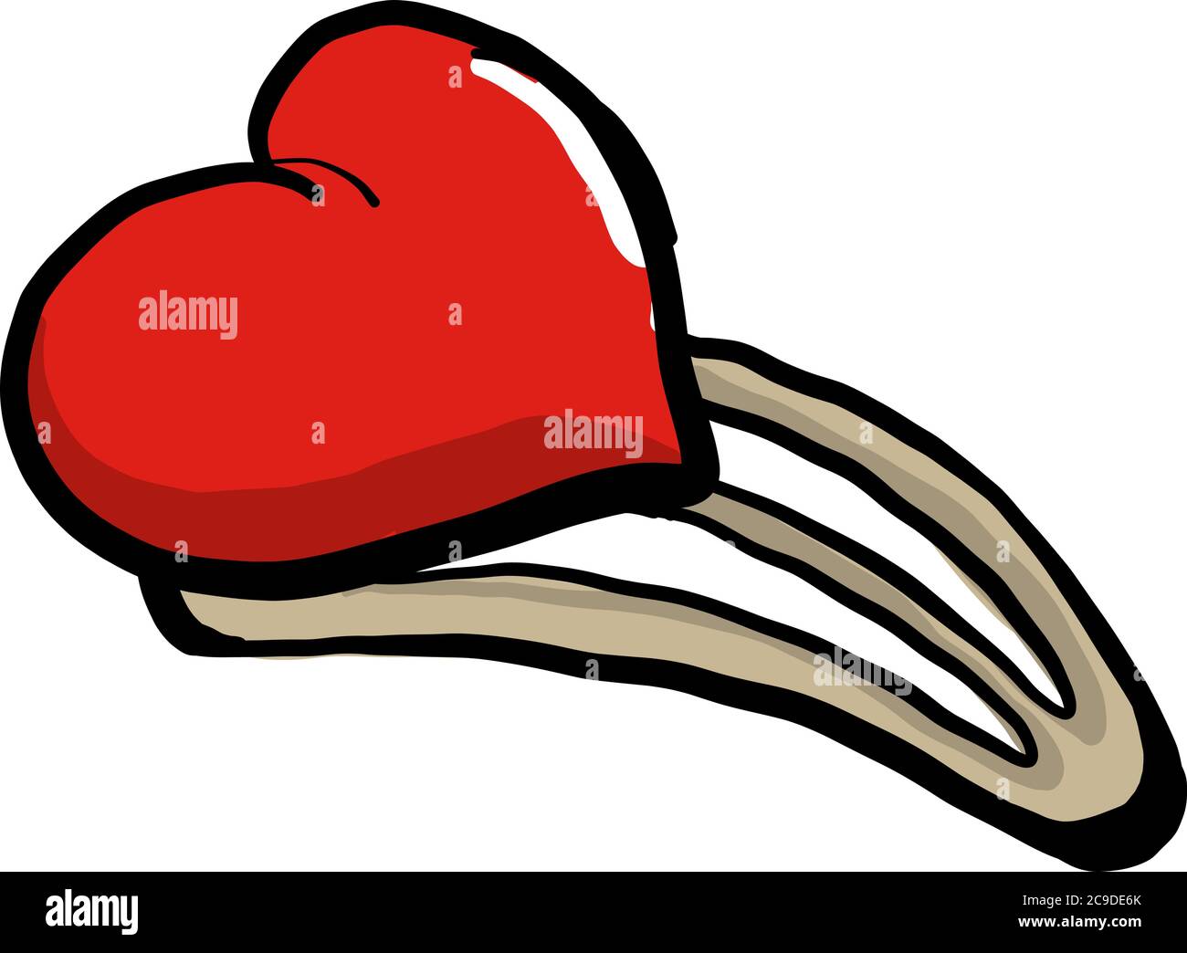Heart hairpin, illustration, vector on white background Stock Vector