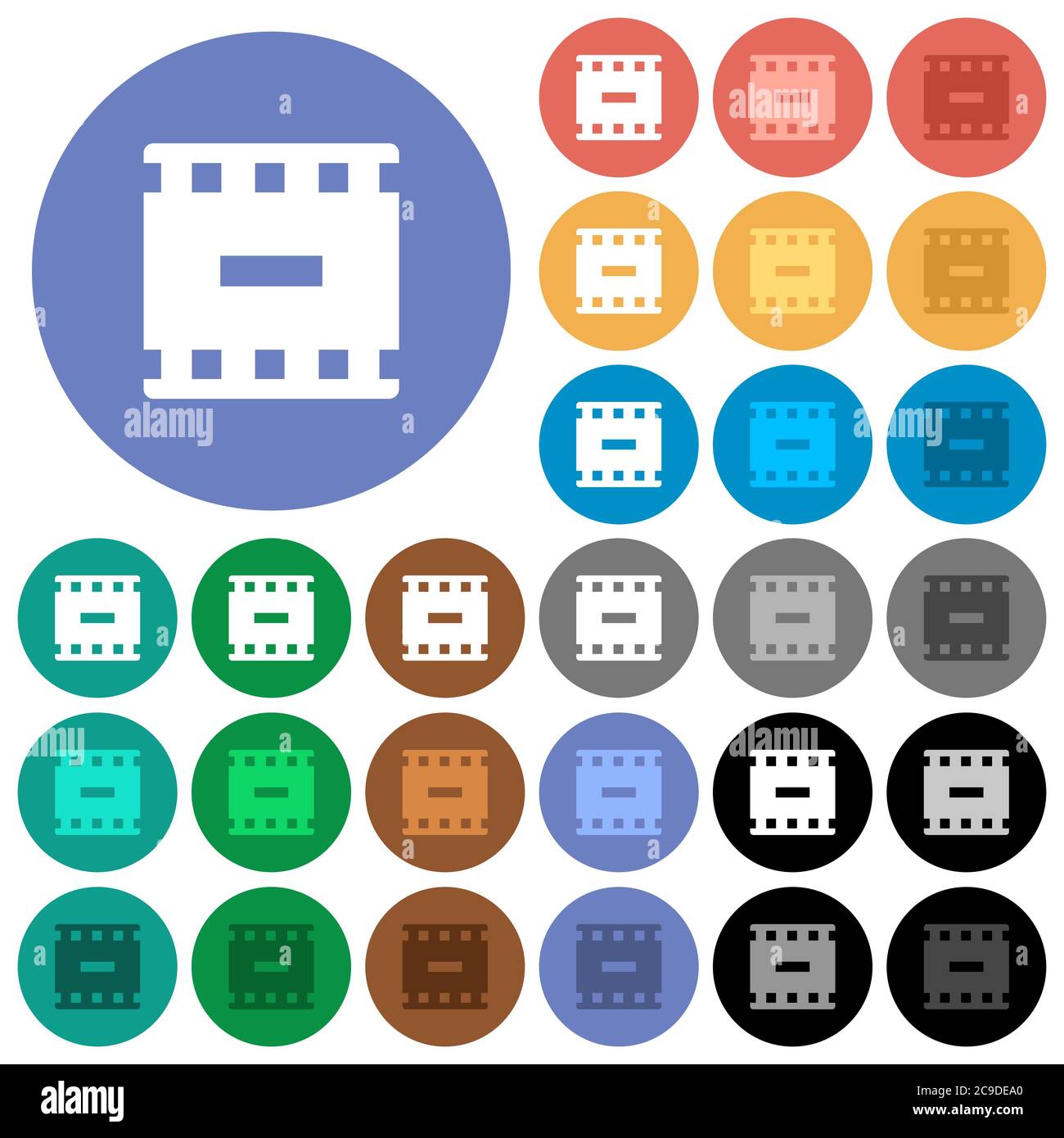 Remove movie multi colored flat icons on round backgrounds. Included ...