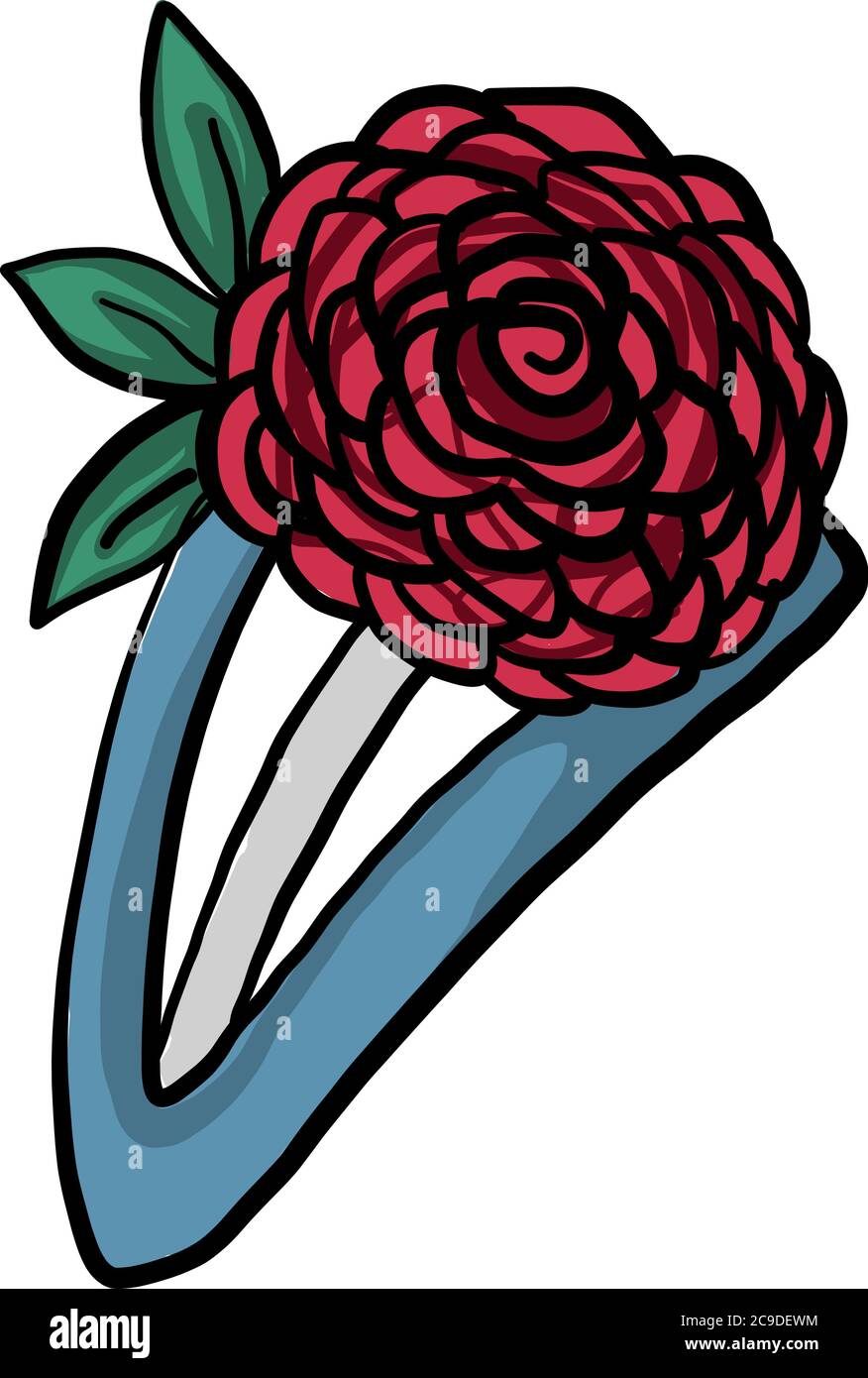 Rose hairpin, illustration, vector on white background Stock Vector