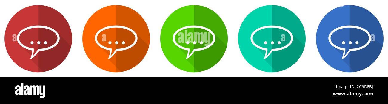 Forum Icon Set Red Blue Green And Orange Flat Design Web Buttons Isolated On White Background Vector Illustration Stock Vector Image Art Alamy