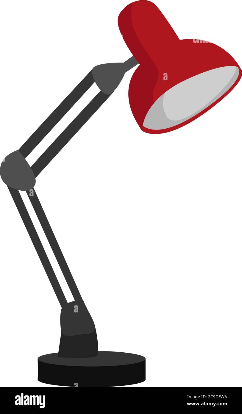 Red table lamp, illustration, vector on white background Stock Vector