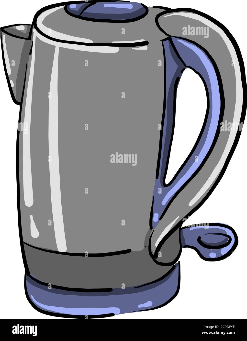 Grey teapot, illustration, vector on white background Stock Vector
