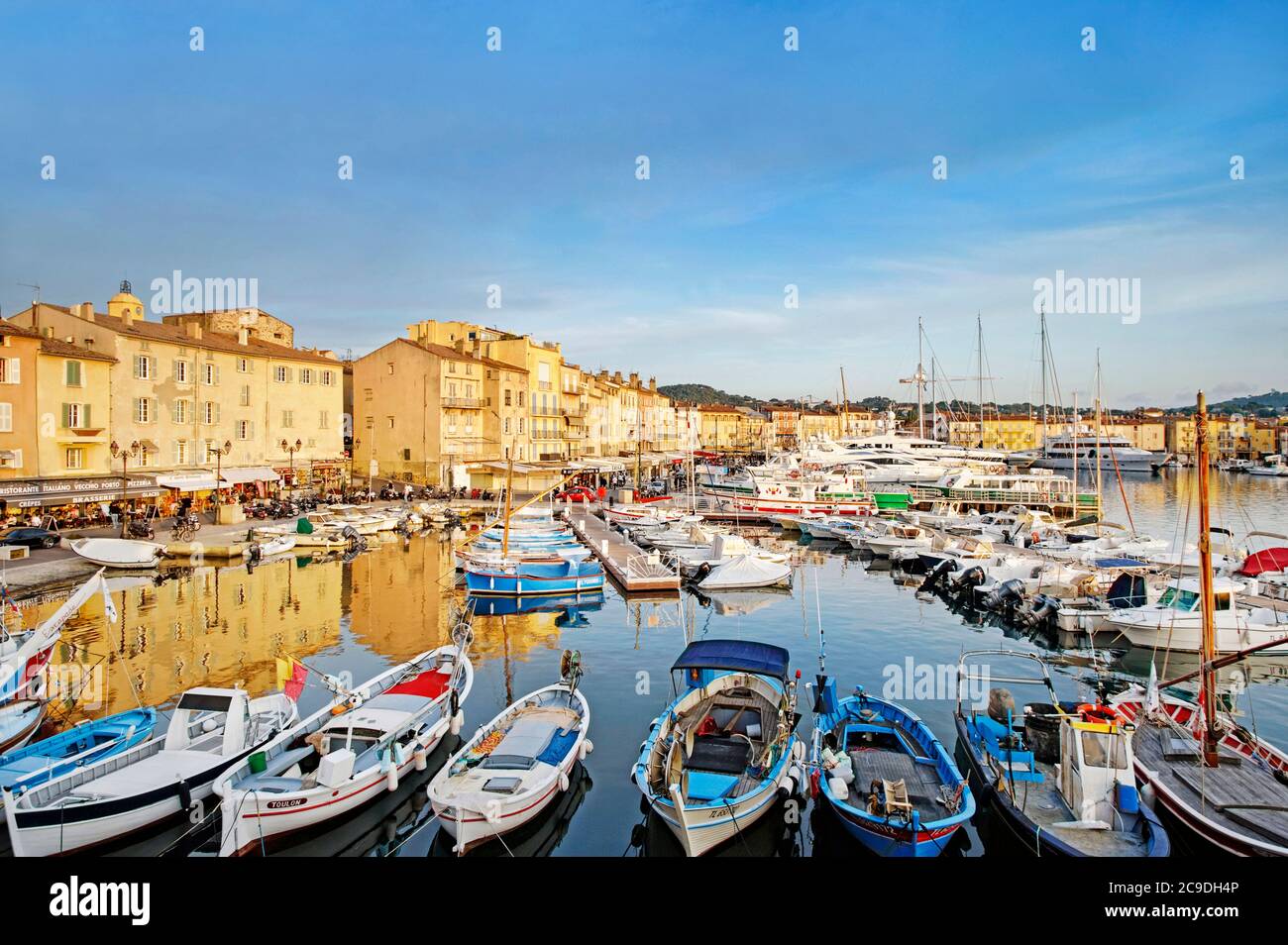 Saint Tropez - France - Europe, 03. June 2015: View of Saint-Tropez's small harbor in the Provence-Alpes-Côte d’Azur region. Stock Photo