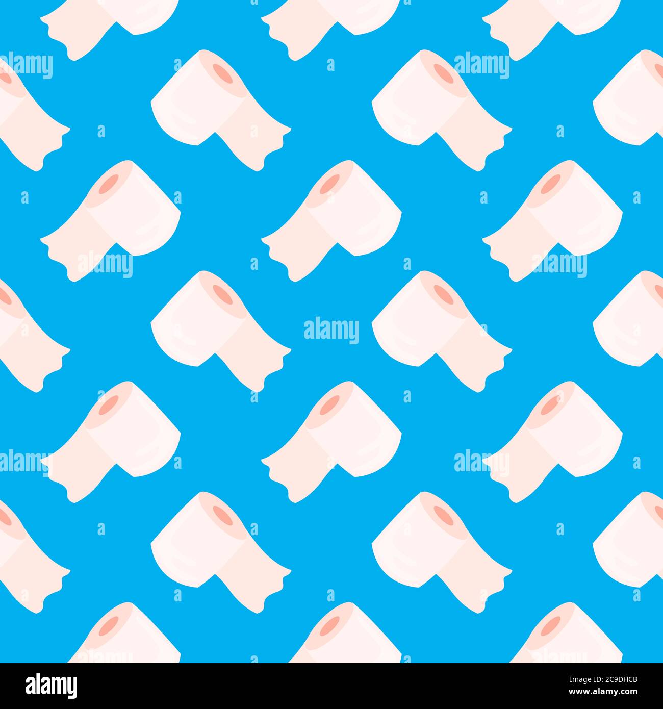 White toilet paper ,seamless pattern on blue background. Stock Vector