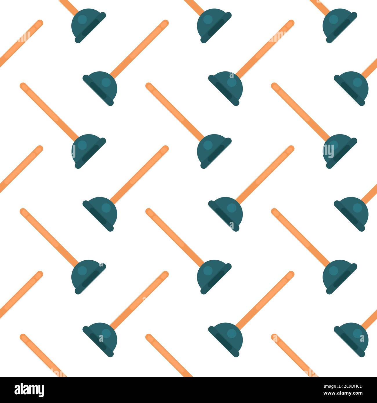 Green toilet pump ,seamless pattern on white background. Stock Vector
