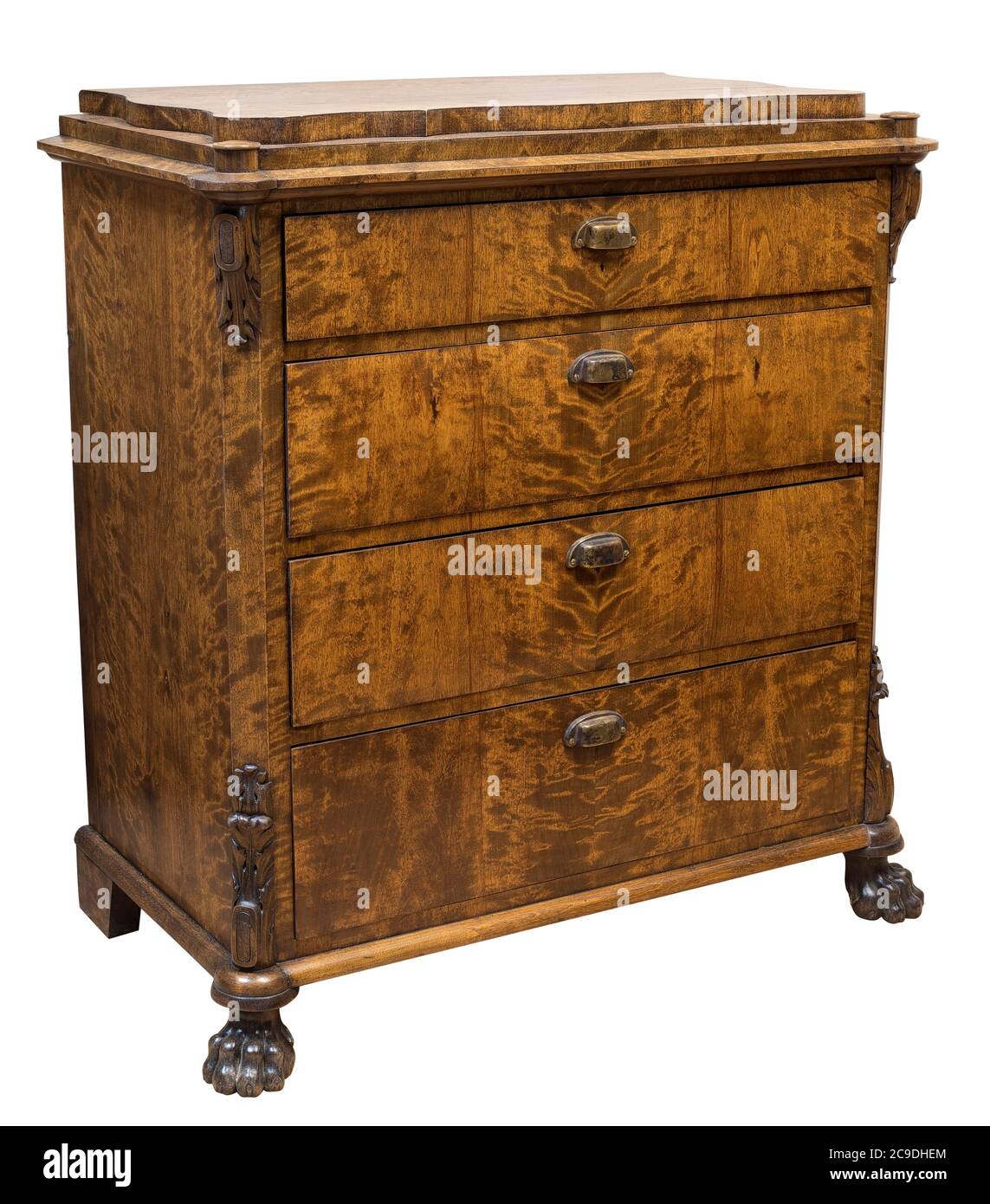 Old vintage antique chest of drawers on white background Stock Photo