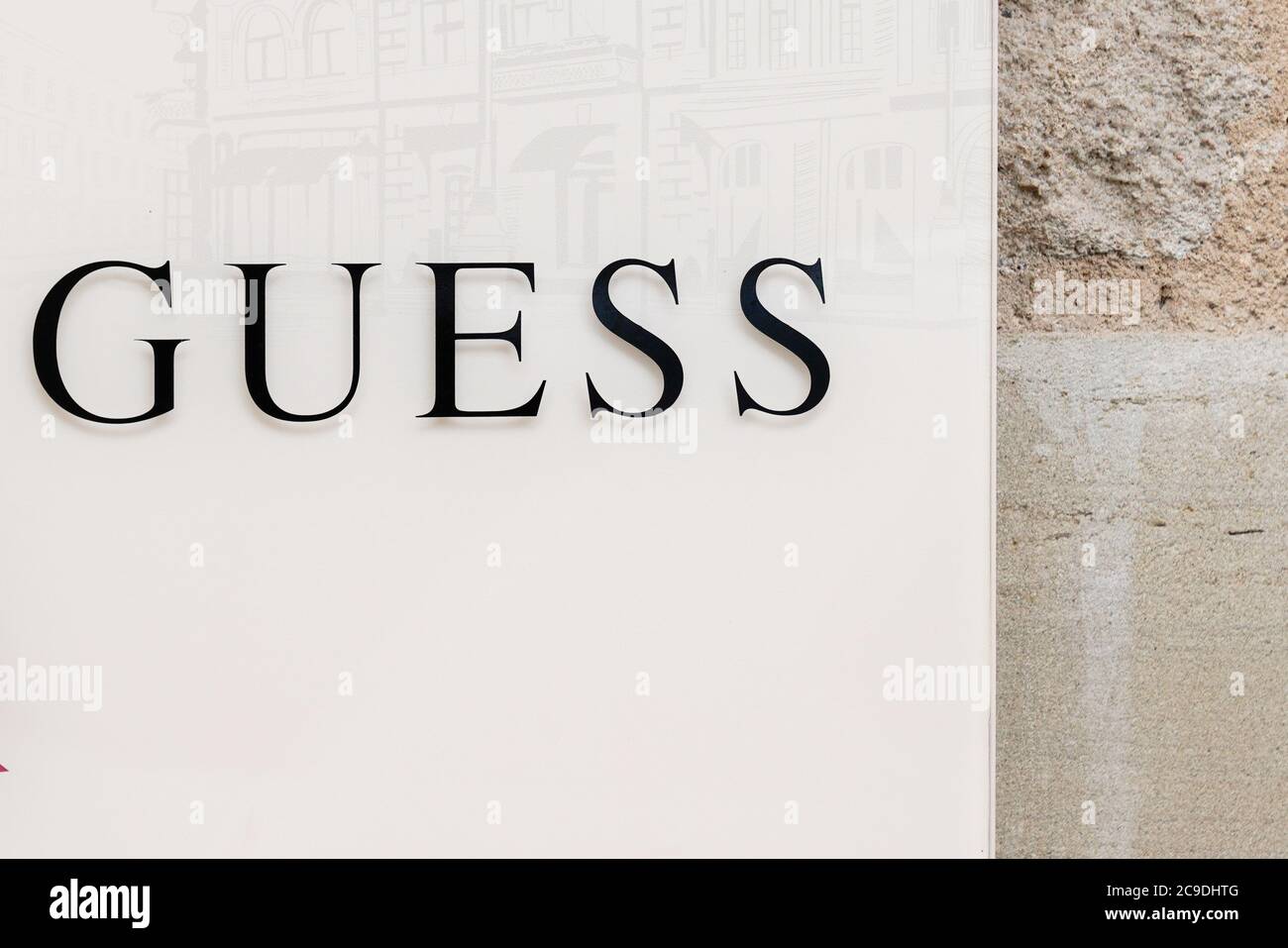 Bordeaux , Aquitaine / France - 07 25 2020 : Guess logo and sign text on  storefront shop luxury clothing American store line brand Stock Photo -  Alamy