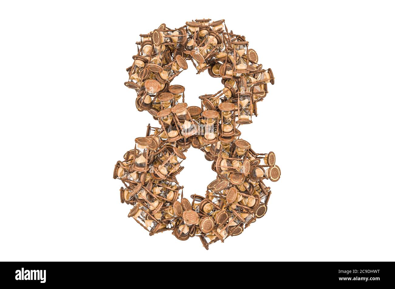 Number 8 from hourglass, 3D rendering isolated on white background ...