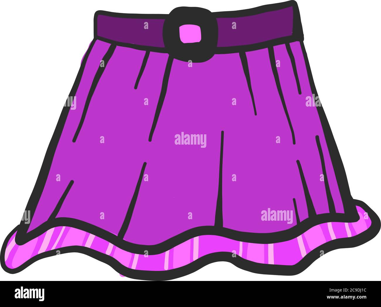 Violet short skirt, illustration, vector on white background Stock Vector