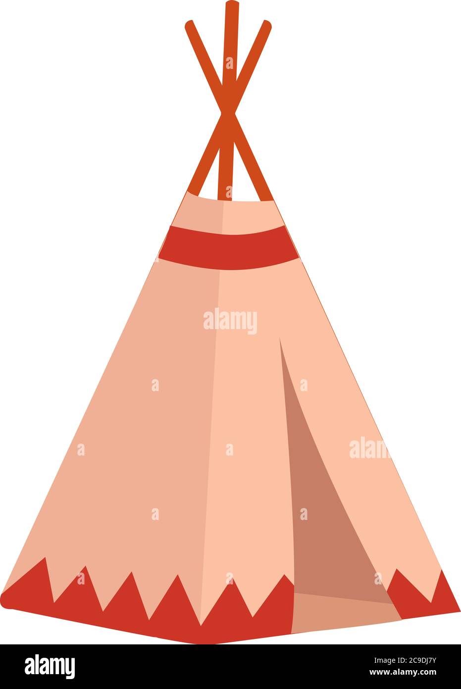 Pink wigwam, illustration, vector on white background Stock Vector
