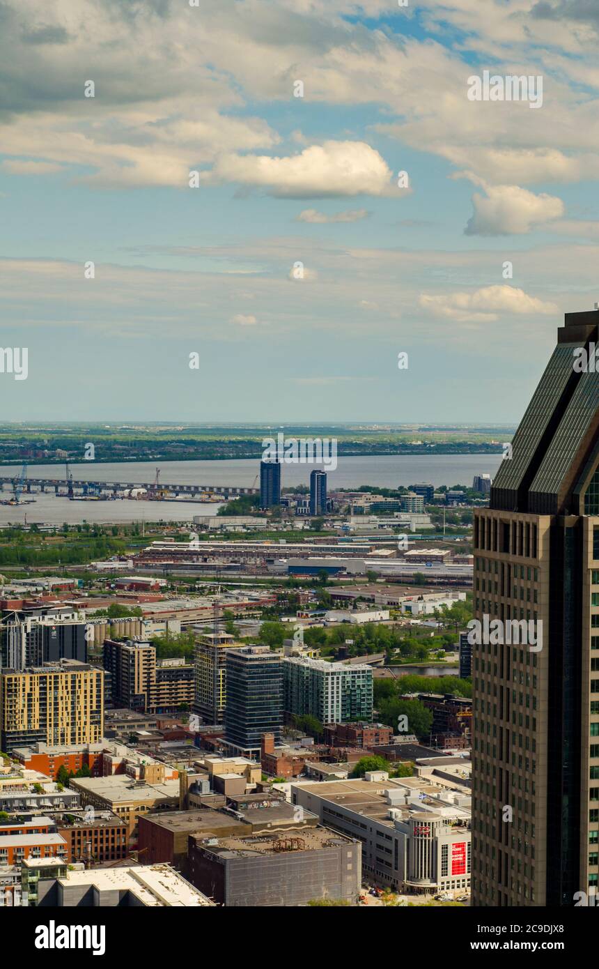 A serie of well known and famous buildings from Montreal skyline as viewed from Place Ville Marie Stock Photo