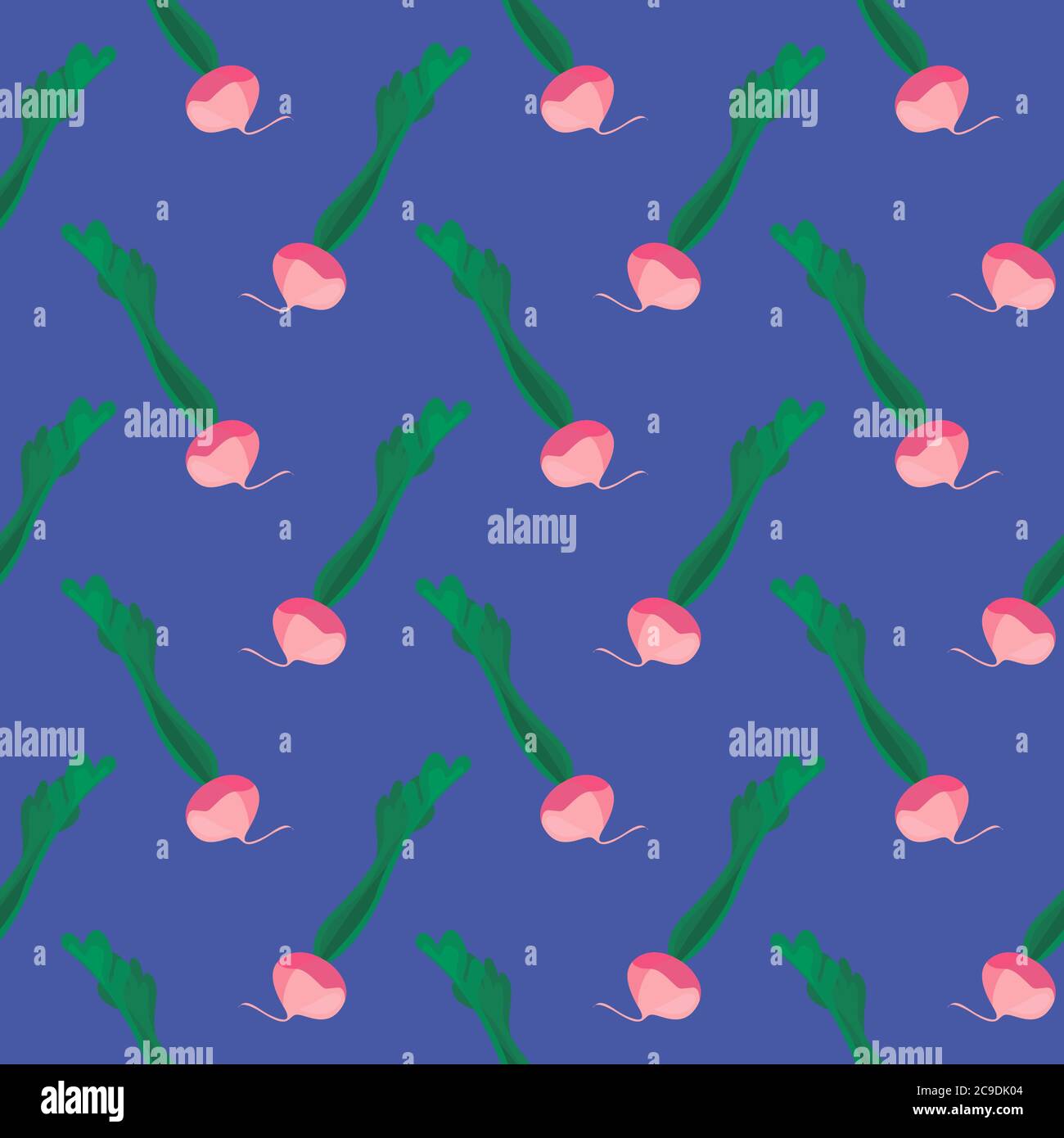 Red turnip ,seamless pattern on dark blue background. Stock Vector