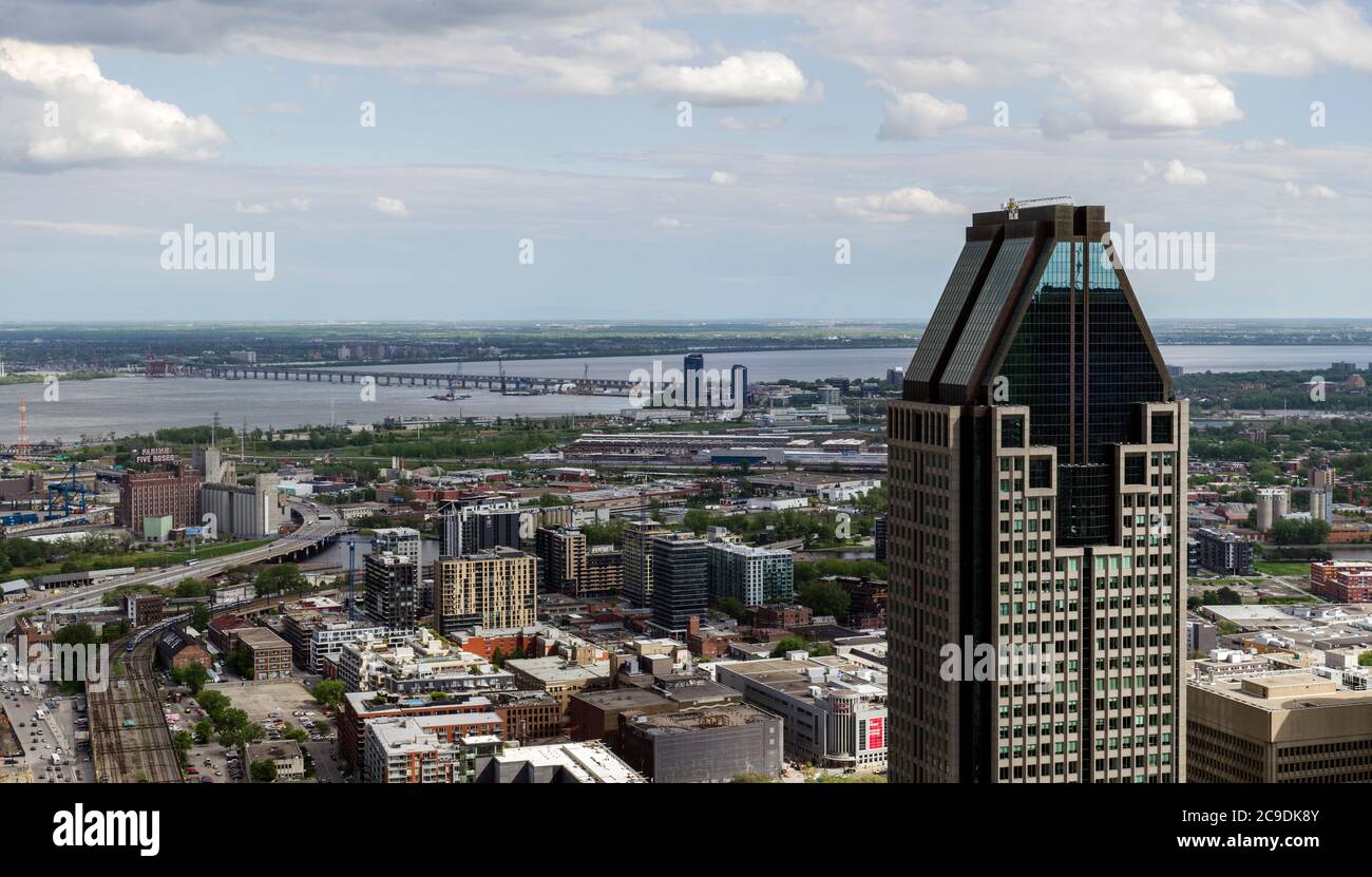 A serie of well known and famous buildings from Montreal skyline as viewed from Place Ville Marie Stock Photo