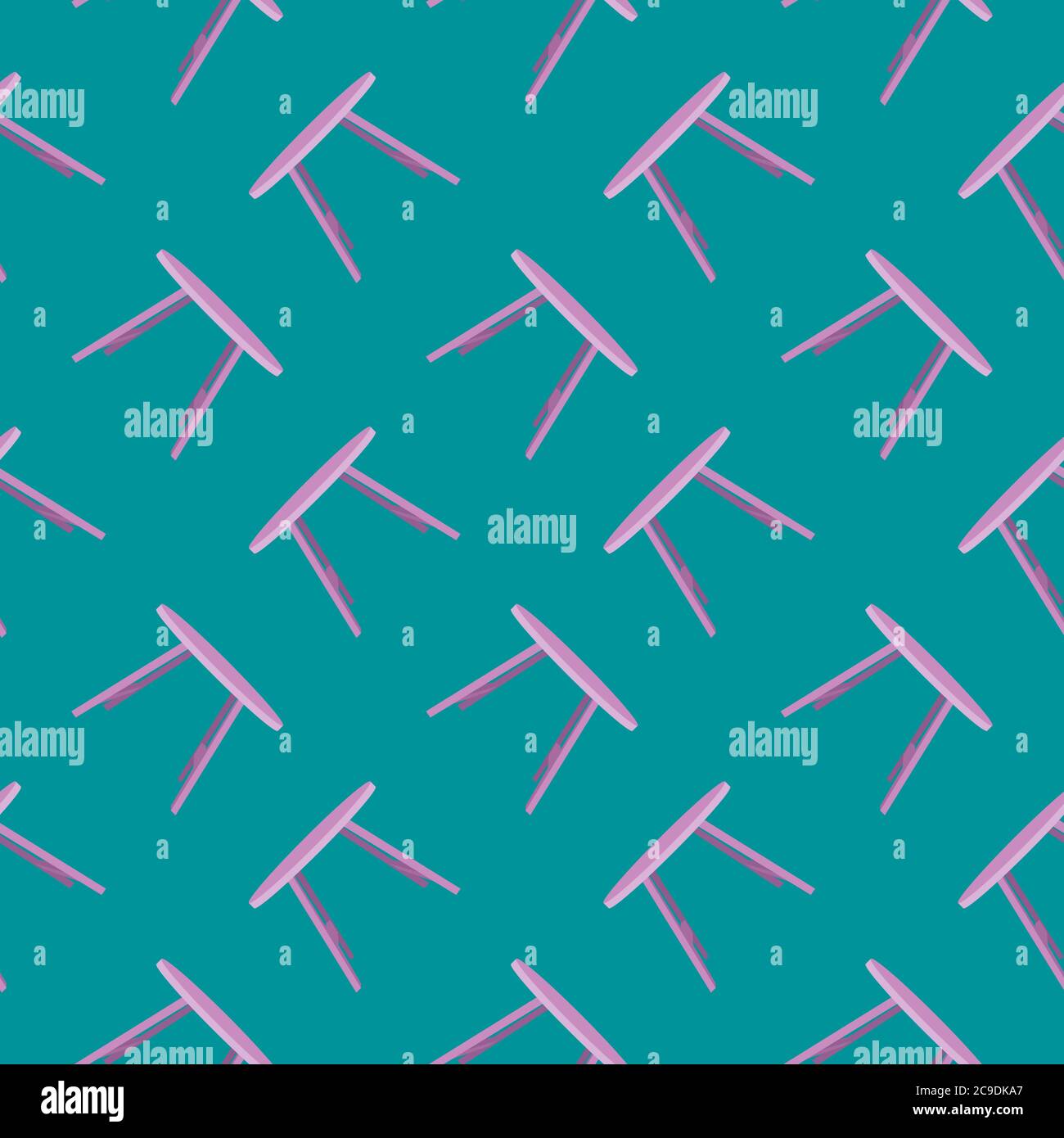 Small purple table ,seamless pattern on dark green background. Stock Vector