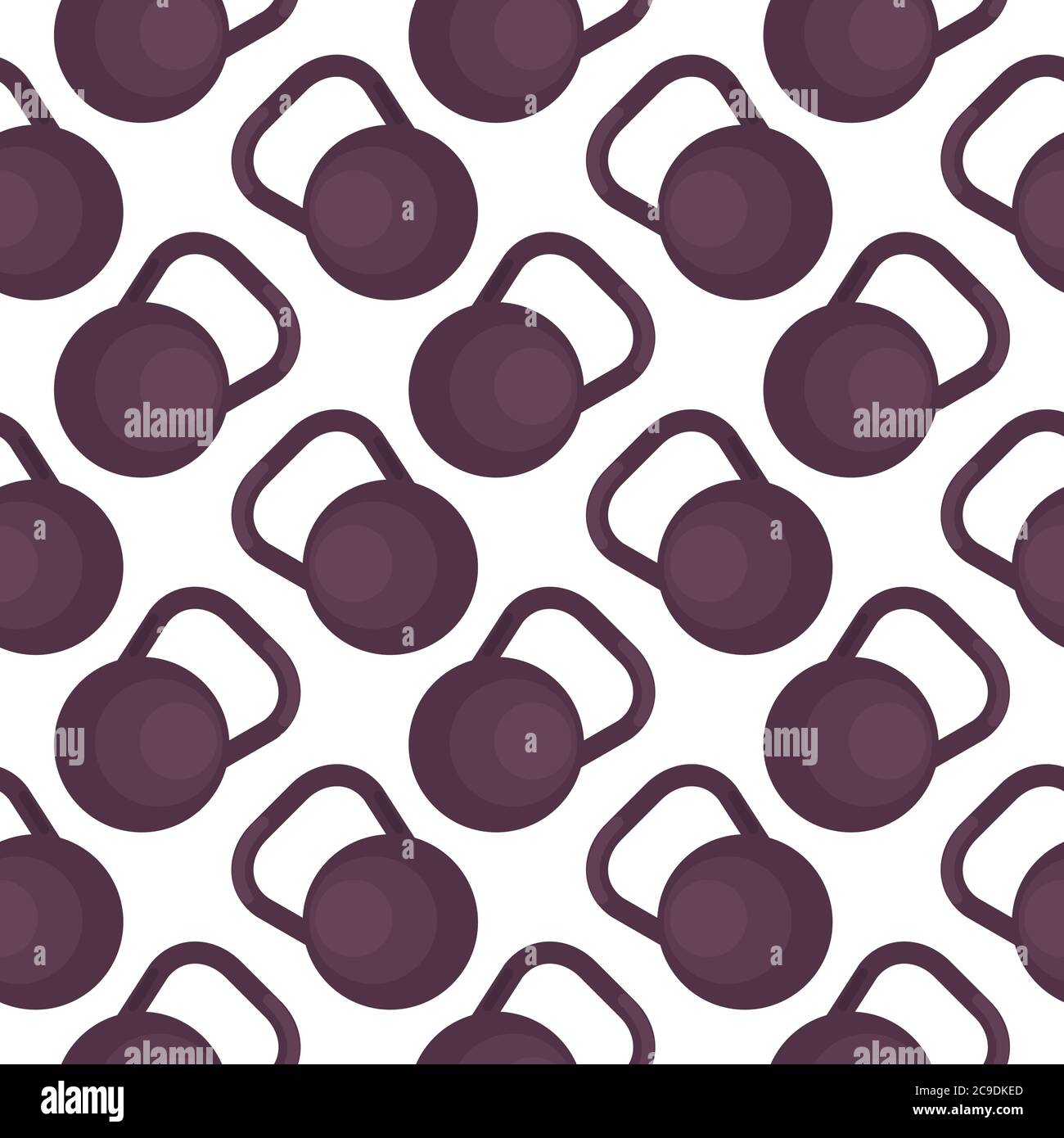 Violet dumbbell ,seamless pattern on white background. Stock Vector