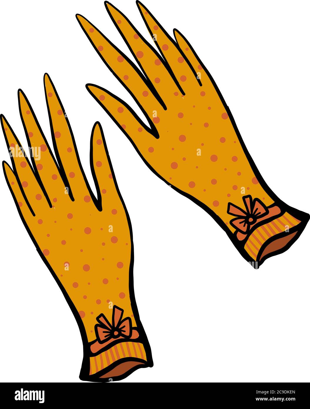 Fancy yellow gloves, illustration, vector on white background Stock Vector