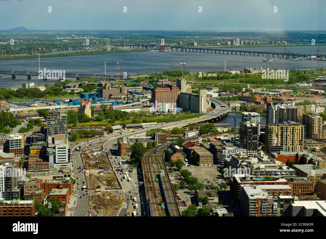 A serie of well known and famous buildings from Montreal skyline as viewed from Place Ville Marie Stock Photo