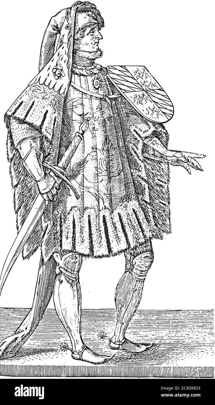 Count John of Bavaria, full-length and turned to the right, with sword ...