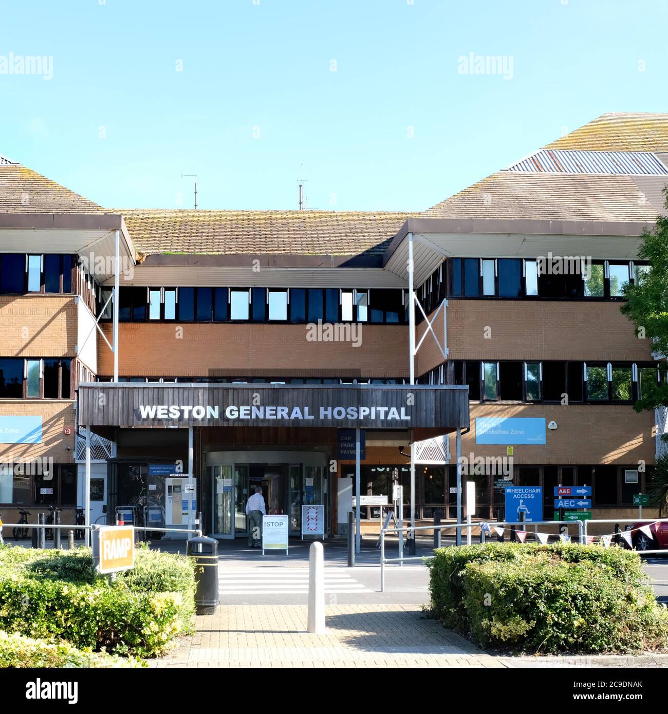 July 2020 - Weston general hospital,in Weston super Mare, North Somerset, UK. Which closed to new admissions as they were full of Covid-19 patients Stock Photo