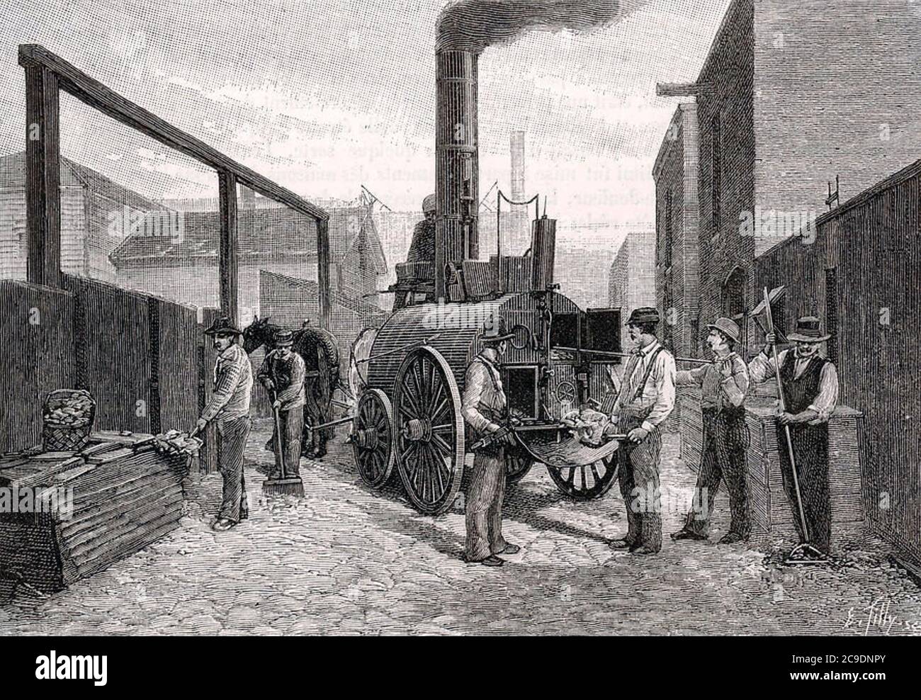 WASTE MANAGEMENT Chicago in n1849 using a portable steam boiler. Stock Photo