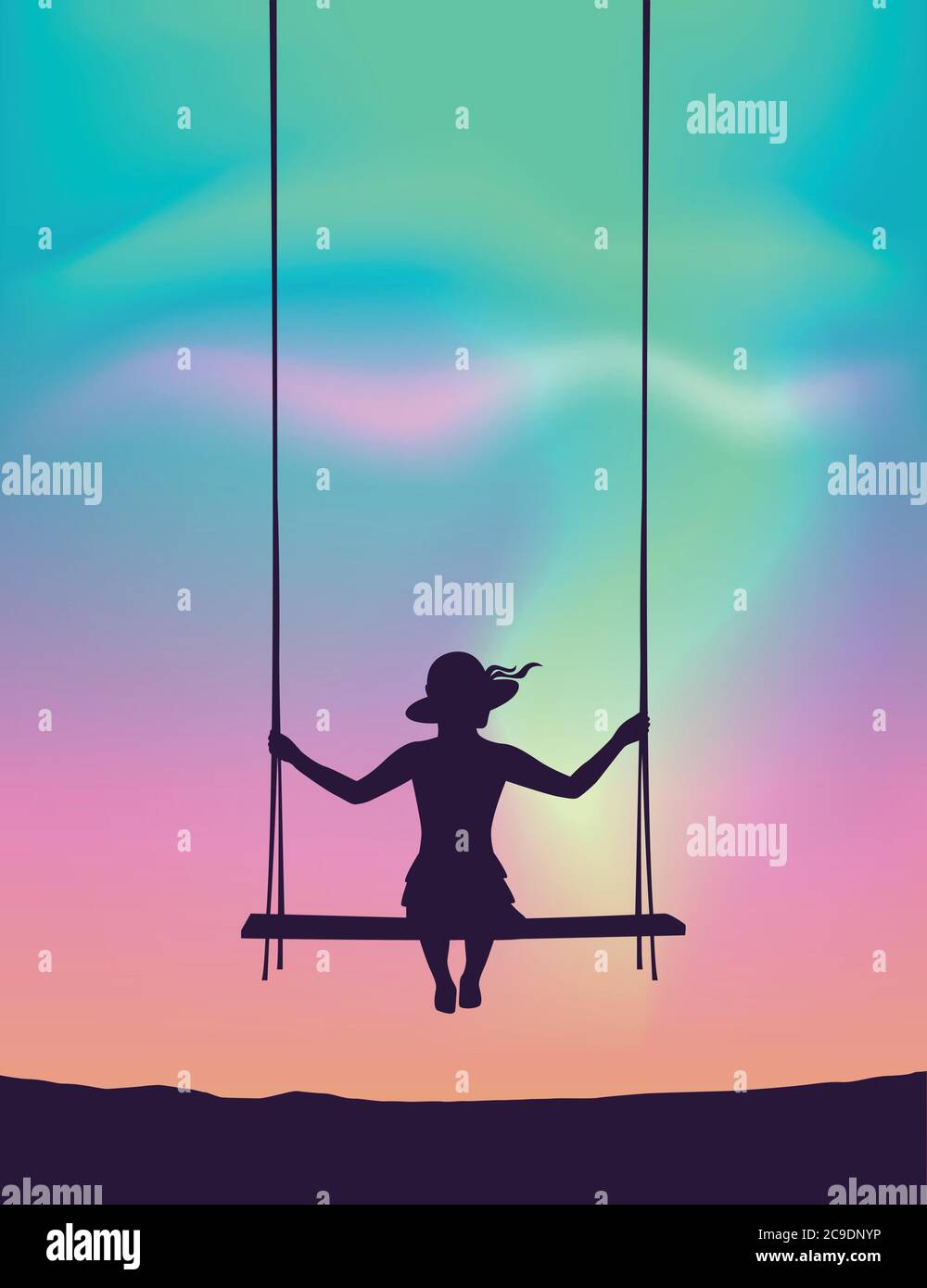 Child on swing her view Stock Vector Images - Alamy