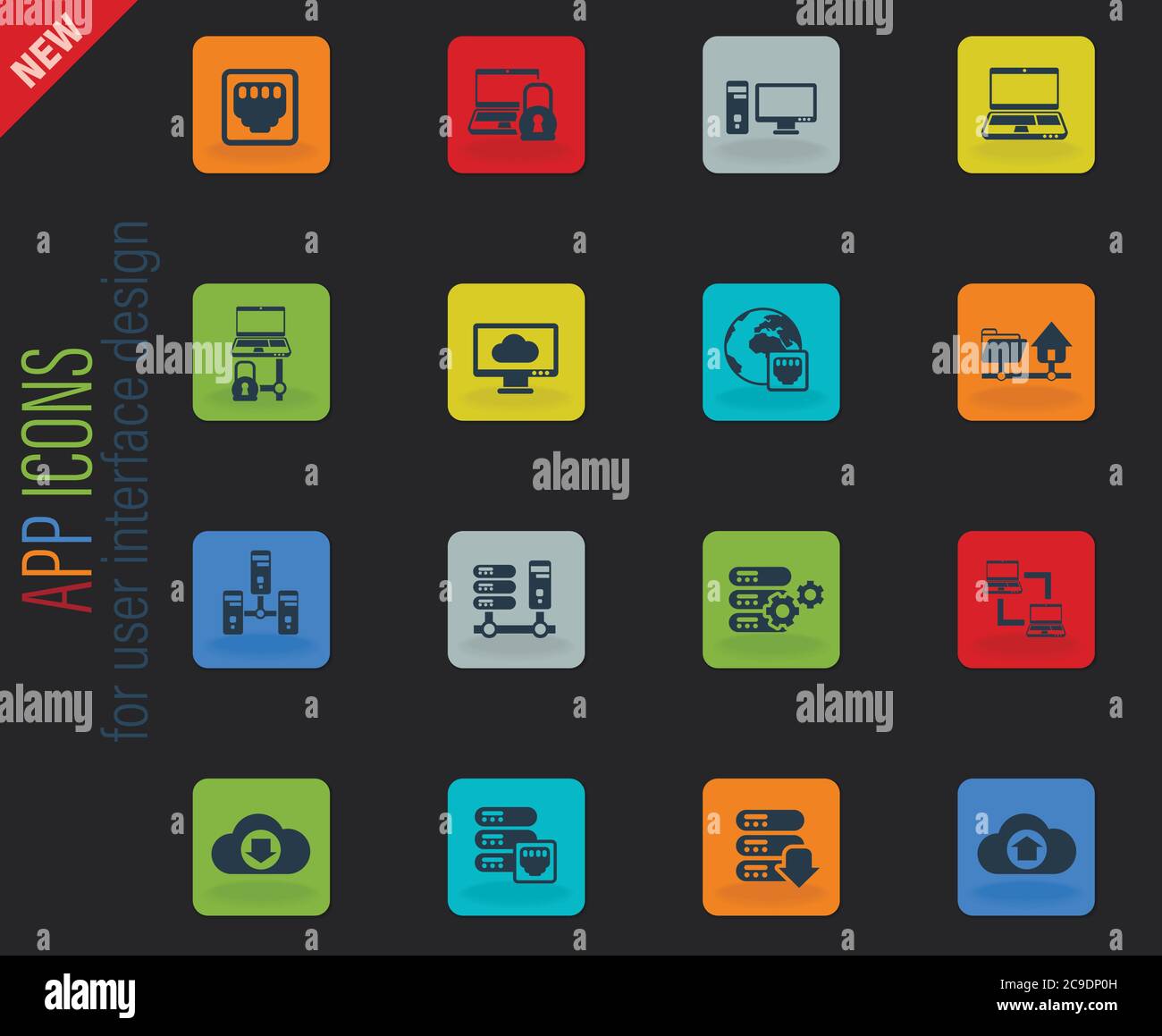 server icon set Stock Vector Image & Art - Alamy