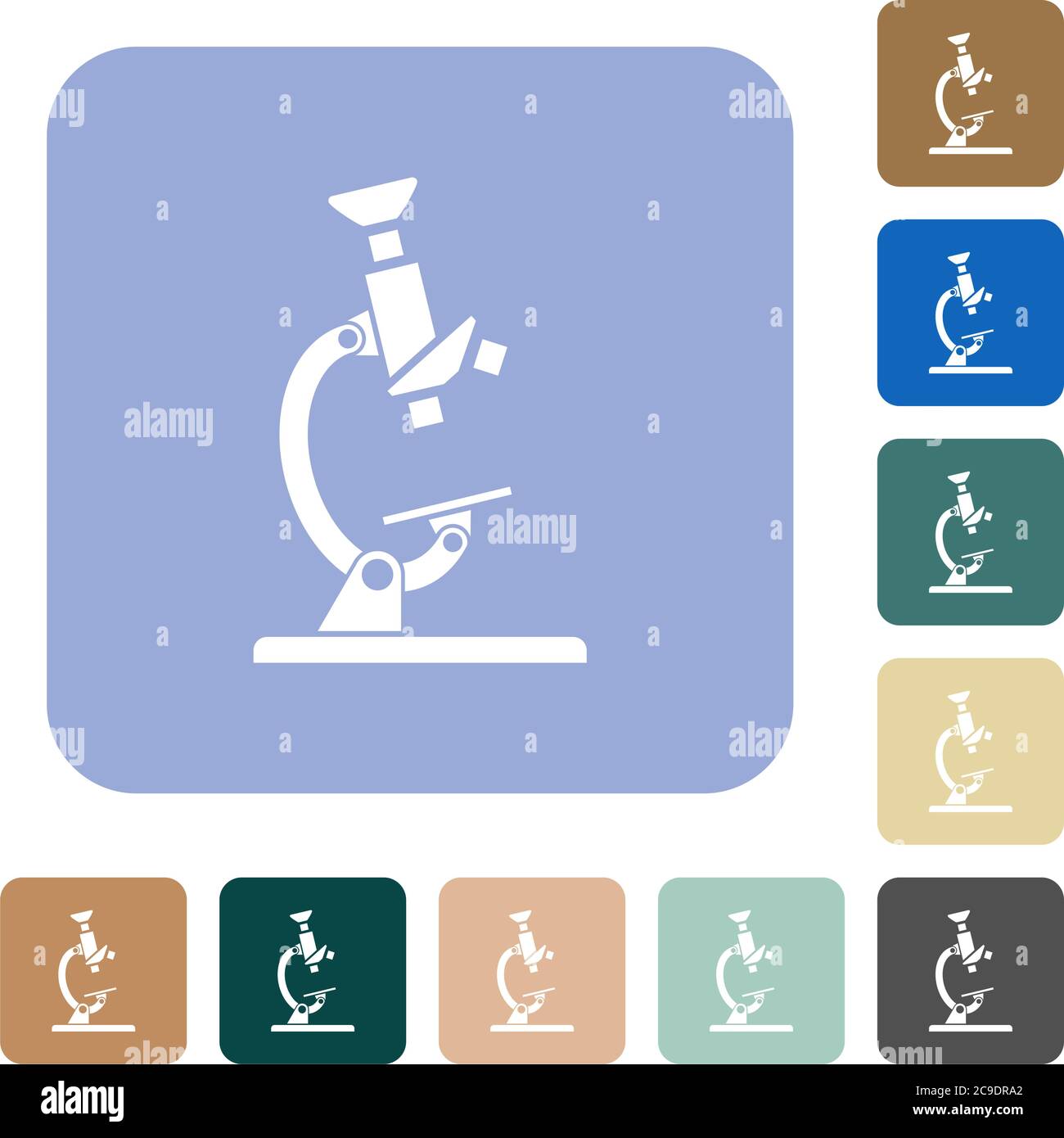 Microscope white flat icons on color rounded square backgrounds Stock ...