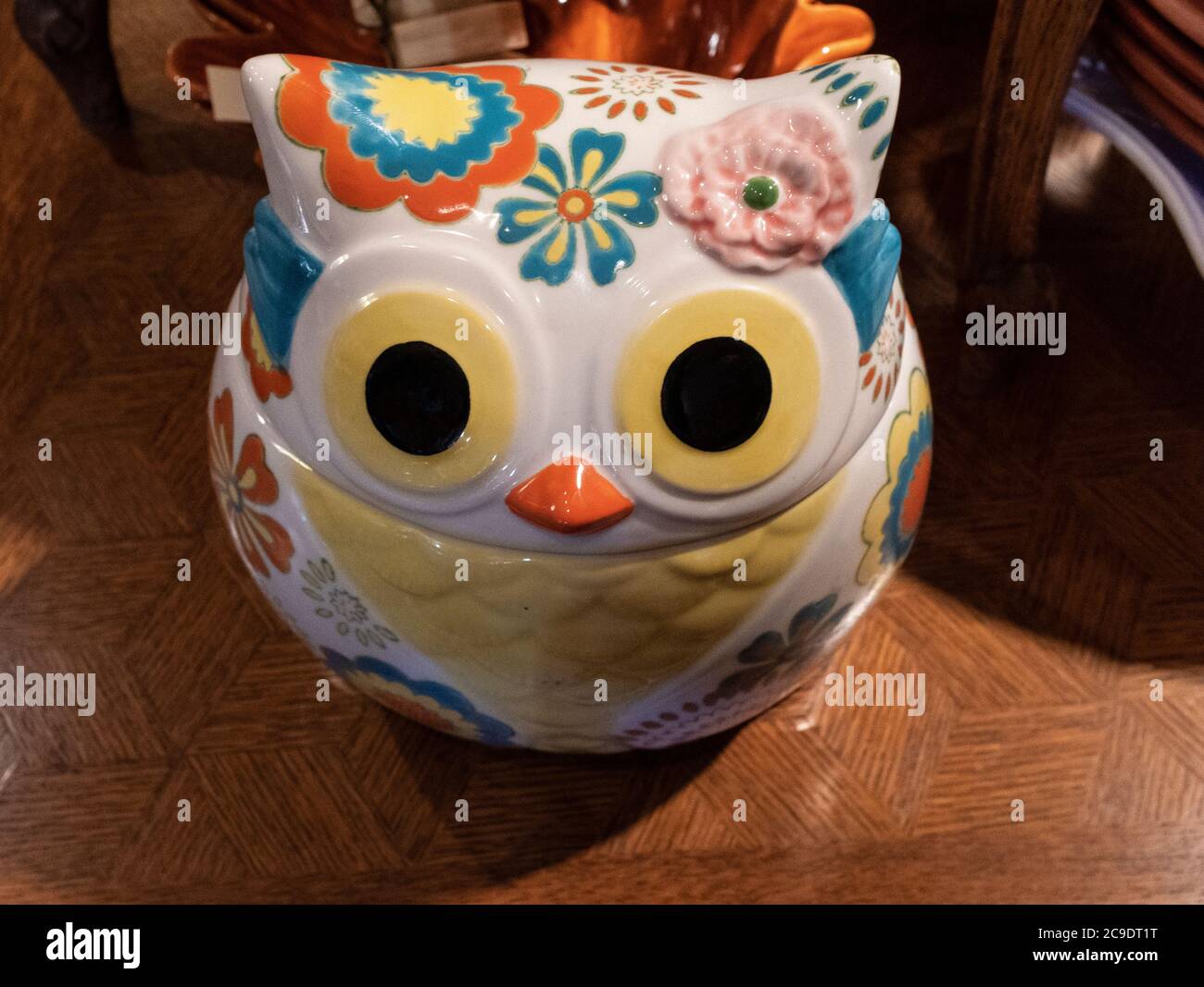 owl shaped cookie jar Stock Photo