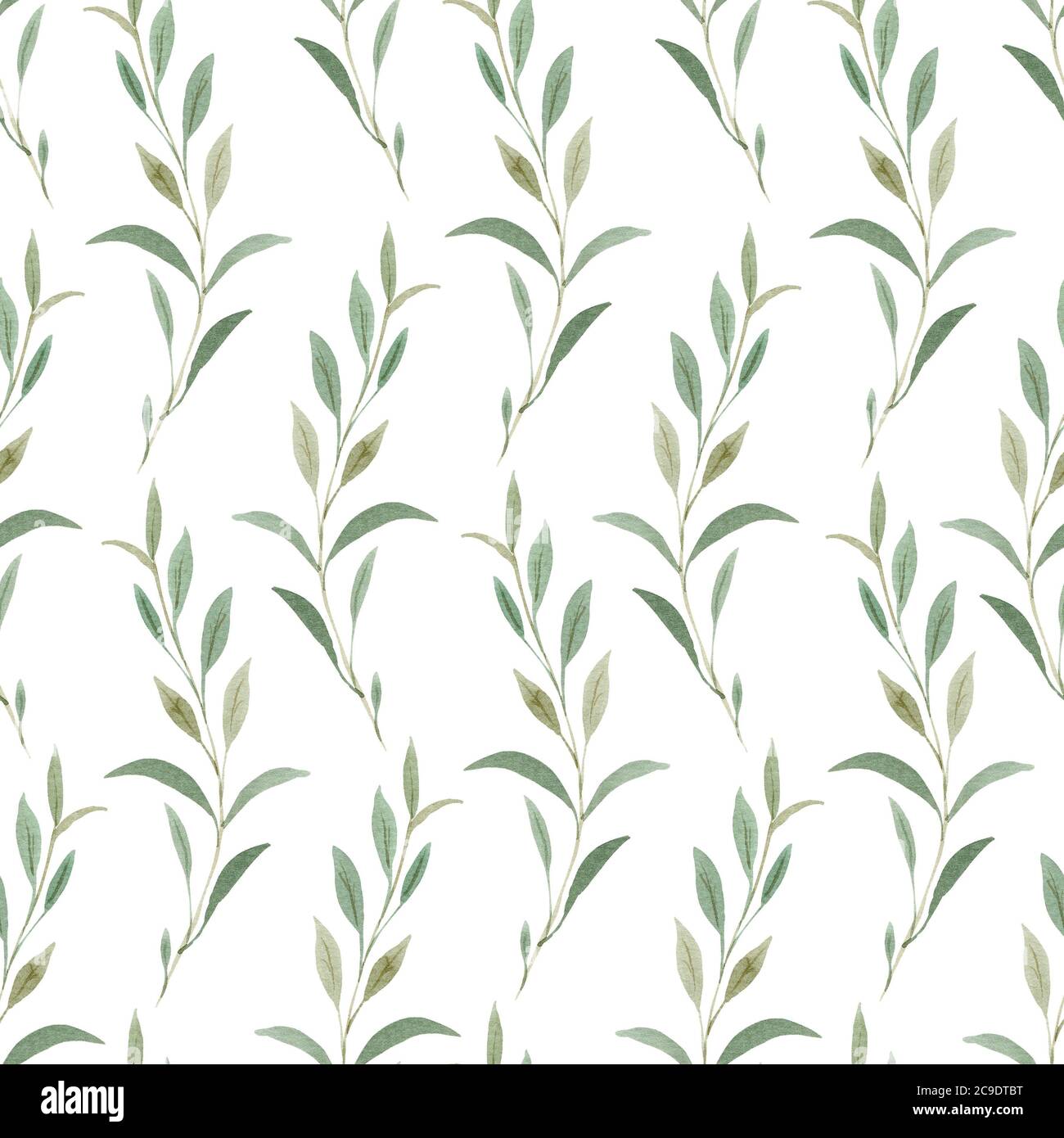 Watercolor Greenery Pattern Digital Paper Green  PNG Clipart Green Leaves Branches Clip Art Aquarelle Arrangements Bright Foliage