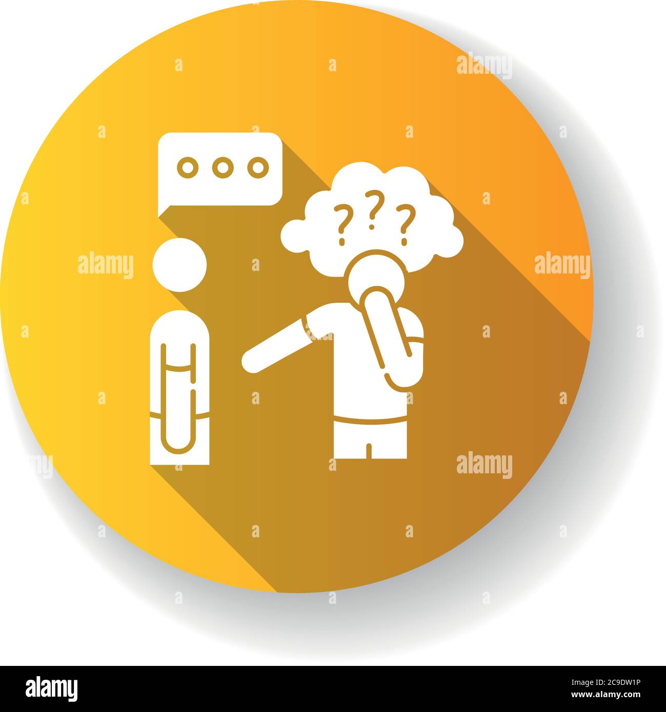 Asperger syndrome yellow flat design long shadow glyph icon. Difficulty ...