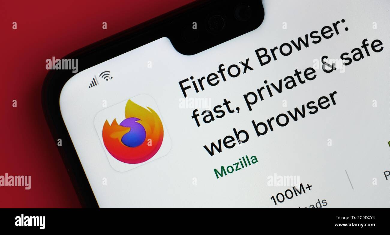 Stone / United Kingdom - July 30 2020: Firefox app seen on the corner of mobile phone. Popular browser. Stock Photo