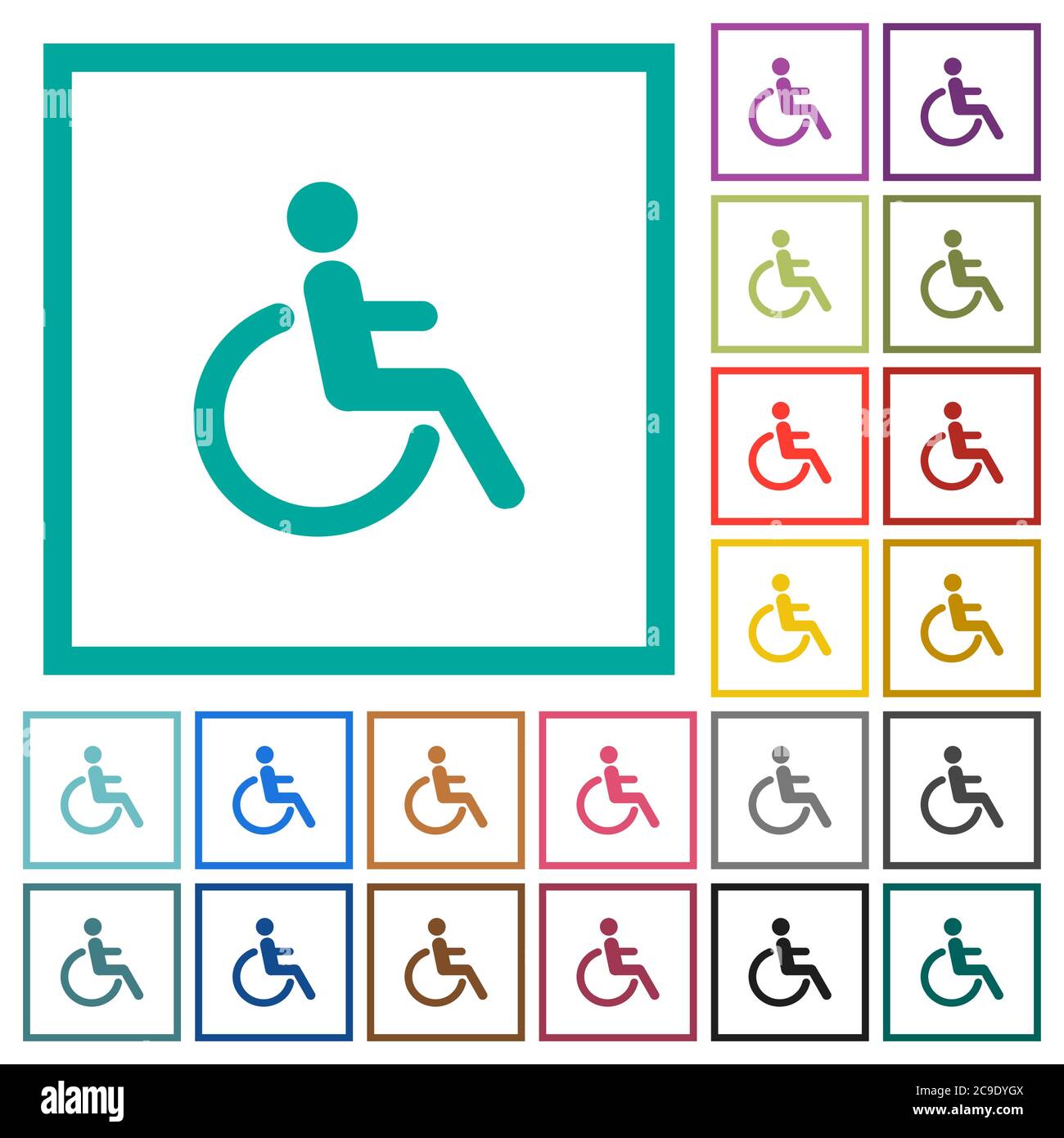 Disability icons with color background hi-res stock photography and ...