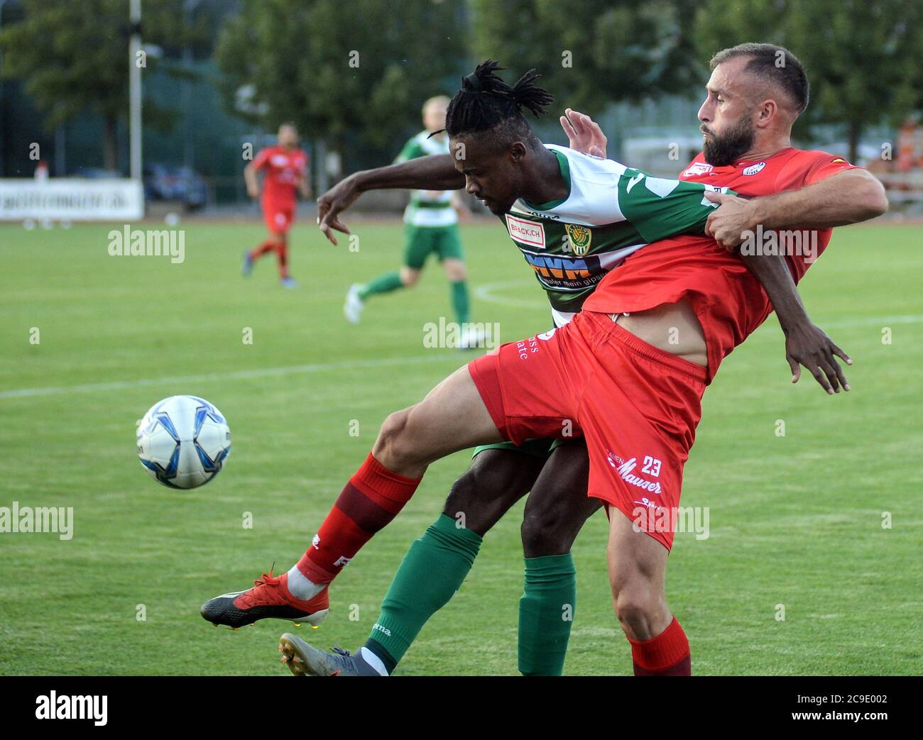 30.07.2020, Zürich, Utogrund, Fussball Challenge League: FC Winterthur - FC  Kriens, Granit Lekaj (Winterthur) stops Asumah Abubakarm (Kriens) Credit:  SPP Sport Press Photo. /Alamy Live News Stock Photo - Alamy