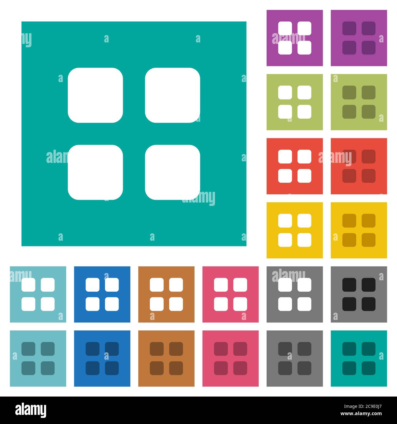 Large thumbnail view mode multi colored flat icons on plain square ...