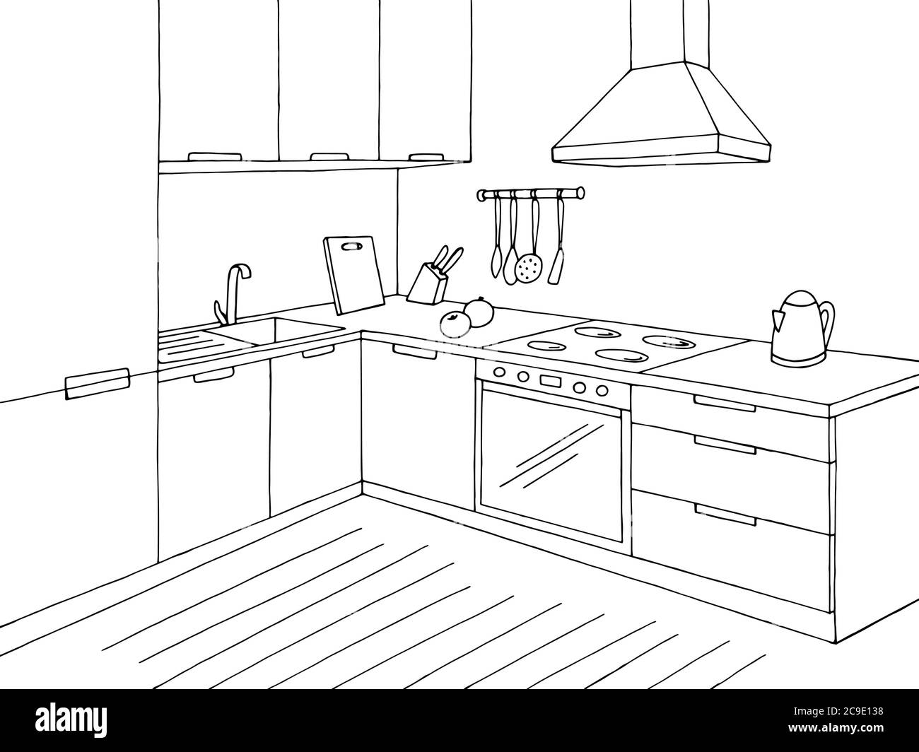 How to Draw a Kitchen in 1-Point Perspective Step by Steps for Beginners -  YouTube