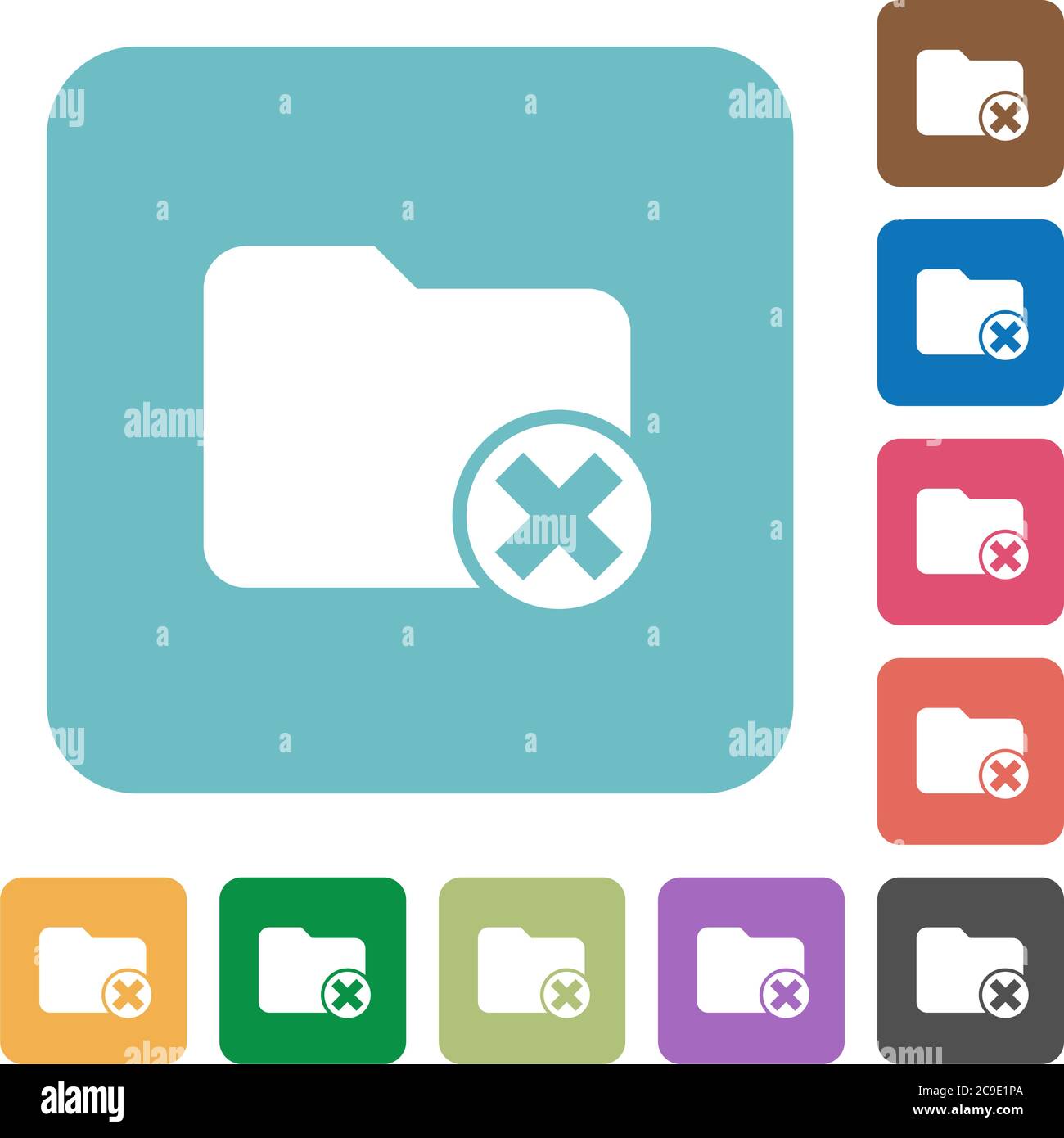 Cancel directory white flat icons on color rounded square backgrounds Stock Vector
