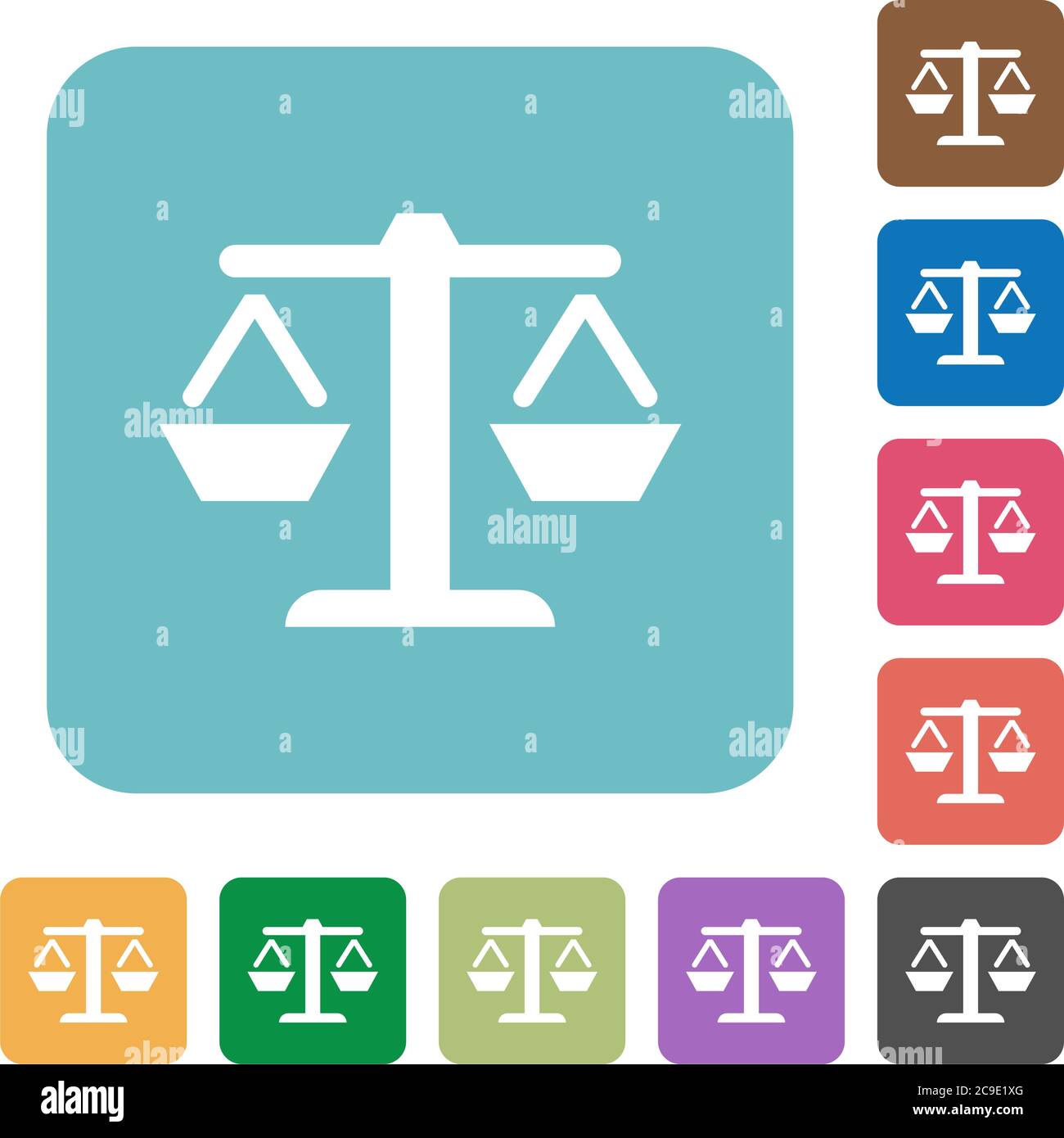 Balance white flat icons on color rounded square backgrounds Stock ...