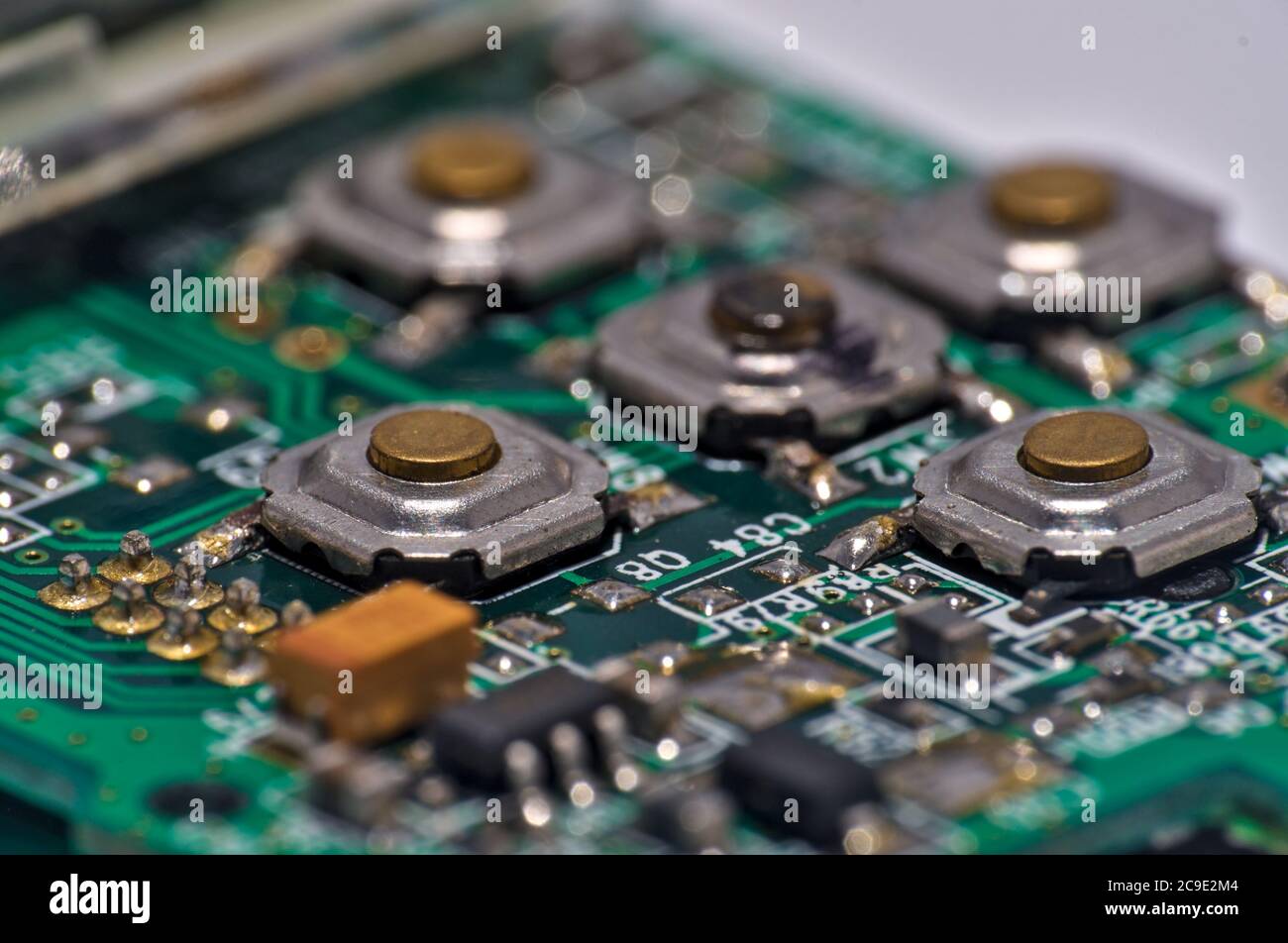 Circuit board macro view. Electronic components Stock Photo
