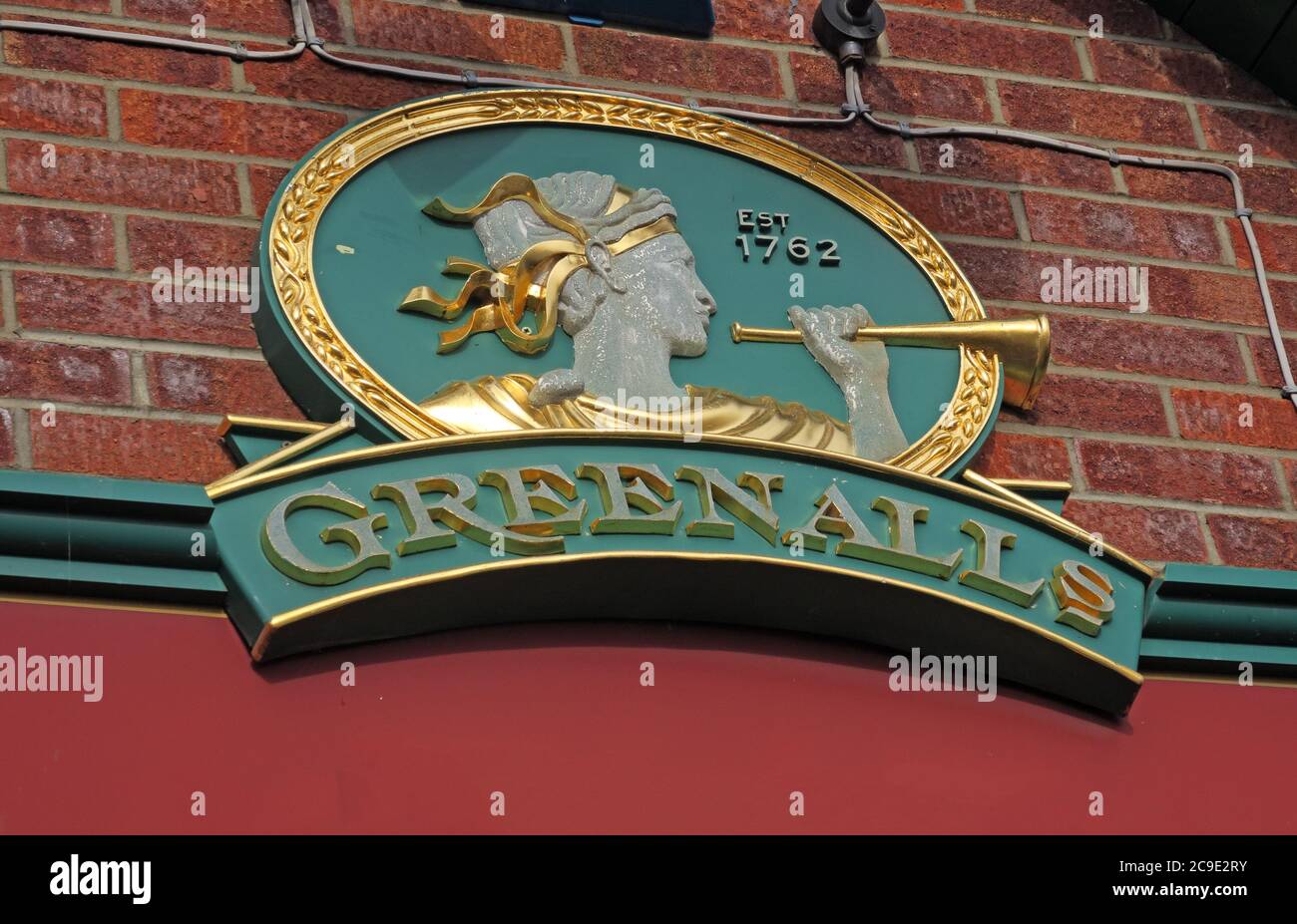 Greenalls Brewery Sign, Bridgwater , Somerset, South West England, Stock Photo