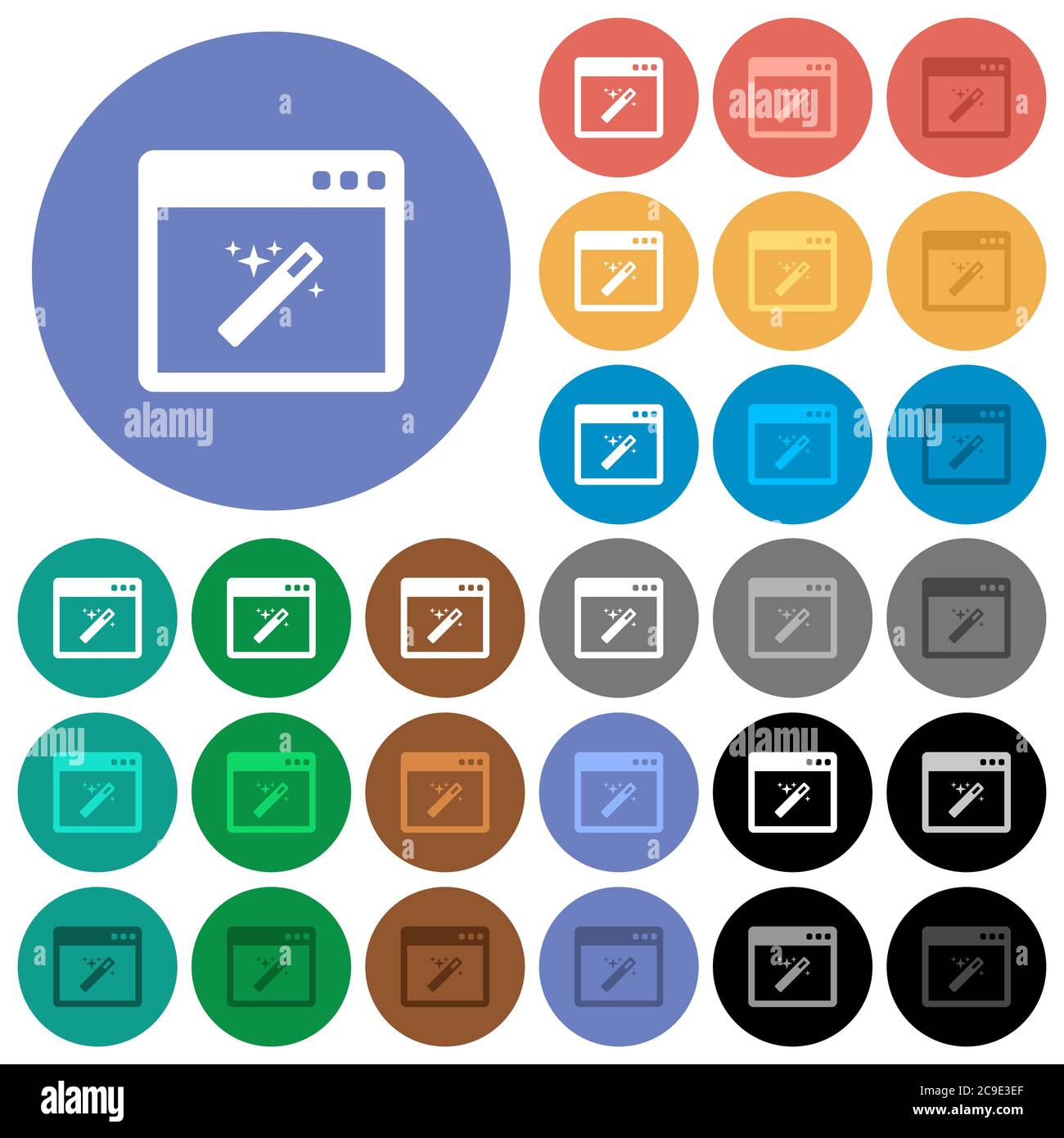 Application wizard multi colored flat icons on round backgrounds ...