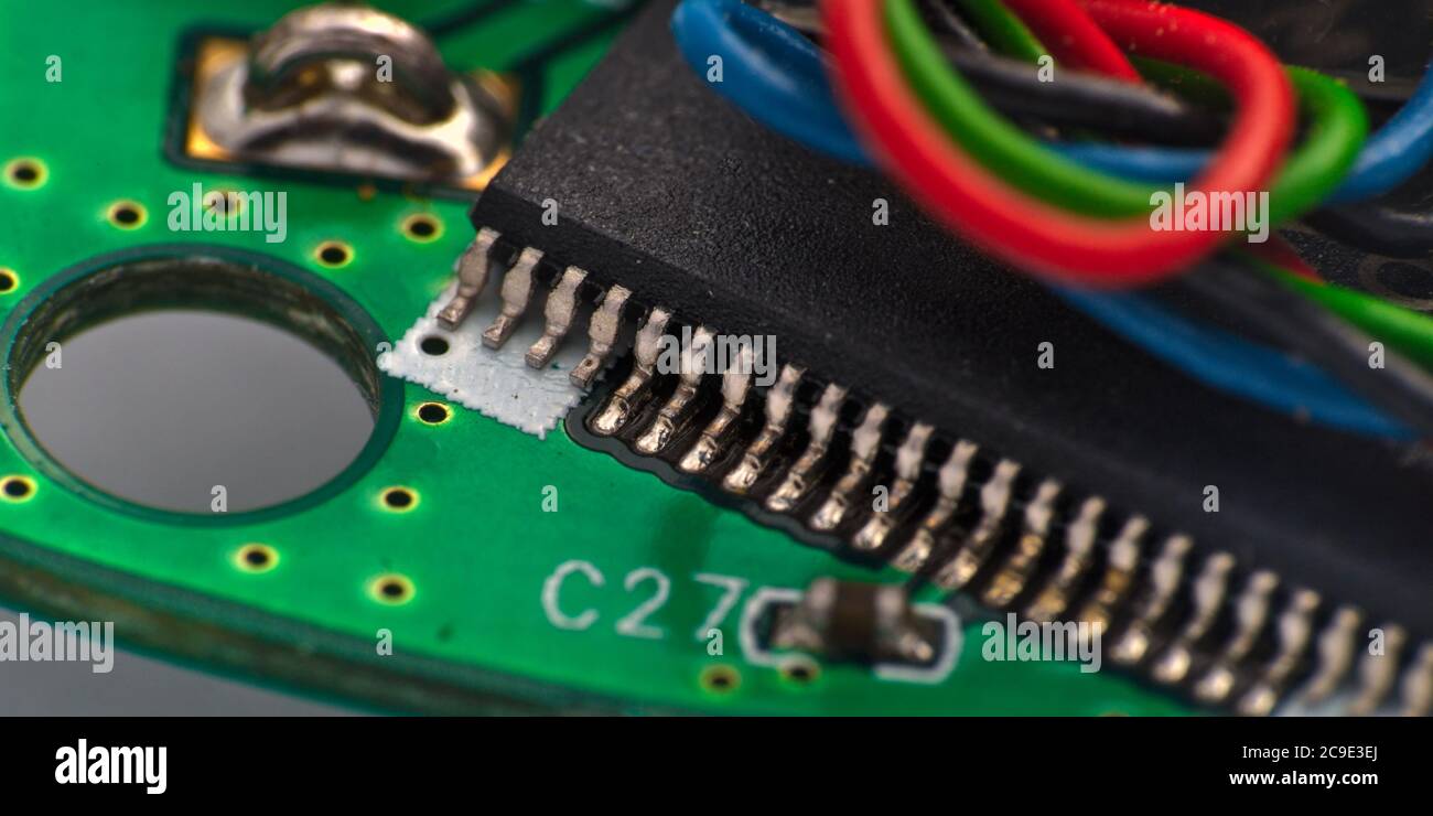 circuit board, components and wires. Electronic components Stock Photo