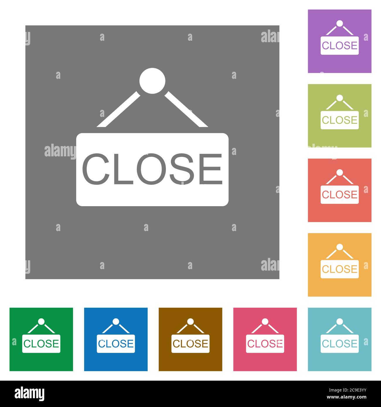 Close sign flat icons on simple color square backgrounds Stock Vector ...