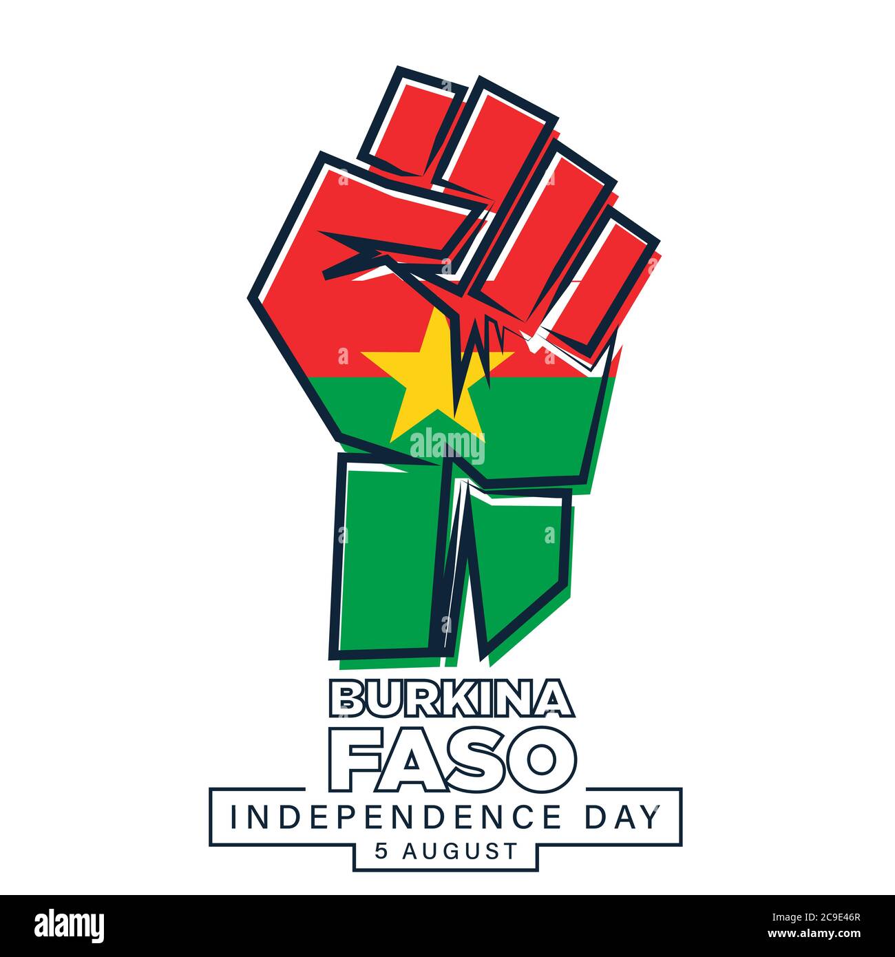 Happy Independence day Burkina Faso, 5 August, Flag and hand effect