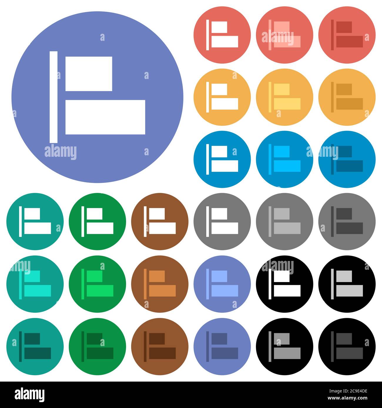Align to left multi colored flat icons on round backgrounds. Included ...