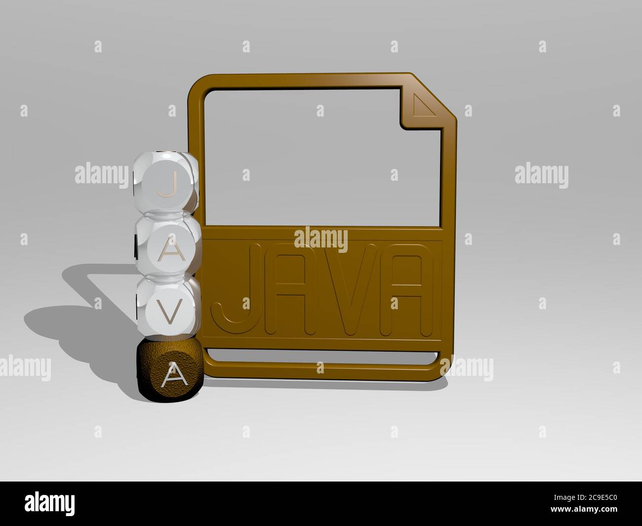 3D illustration of JAVA graphics and text around the icon made by ...