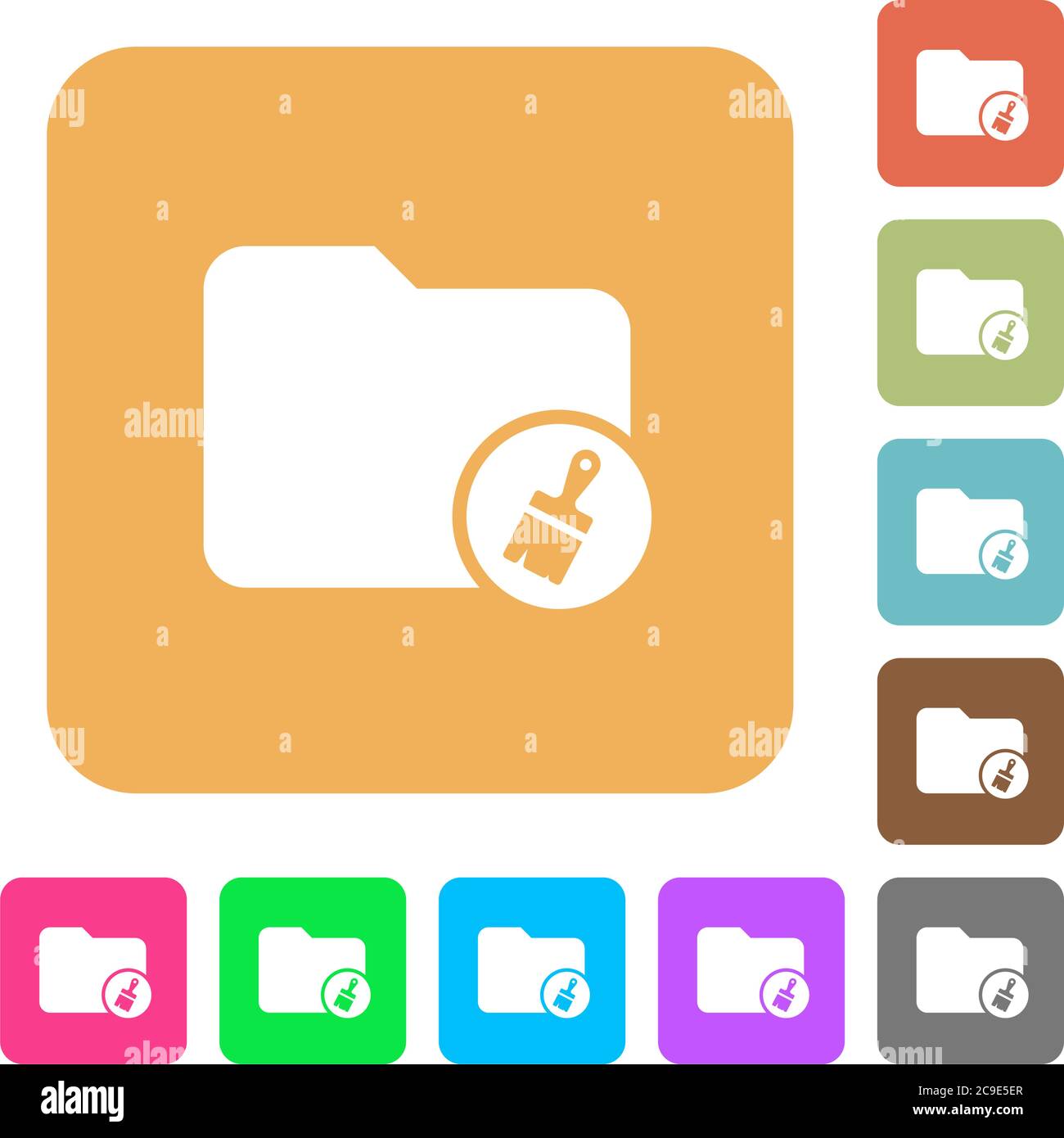 Directory paste flat icons on rounded square vivid color backgrounds. Stock Vector